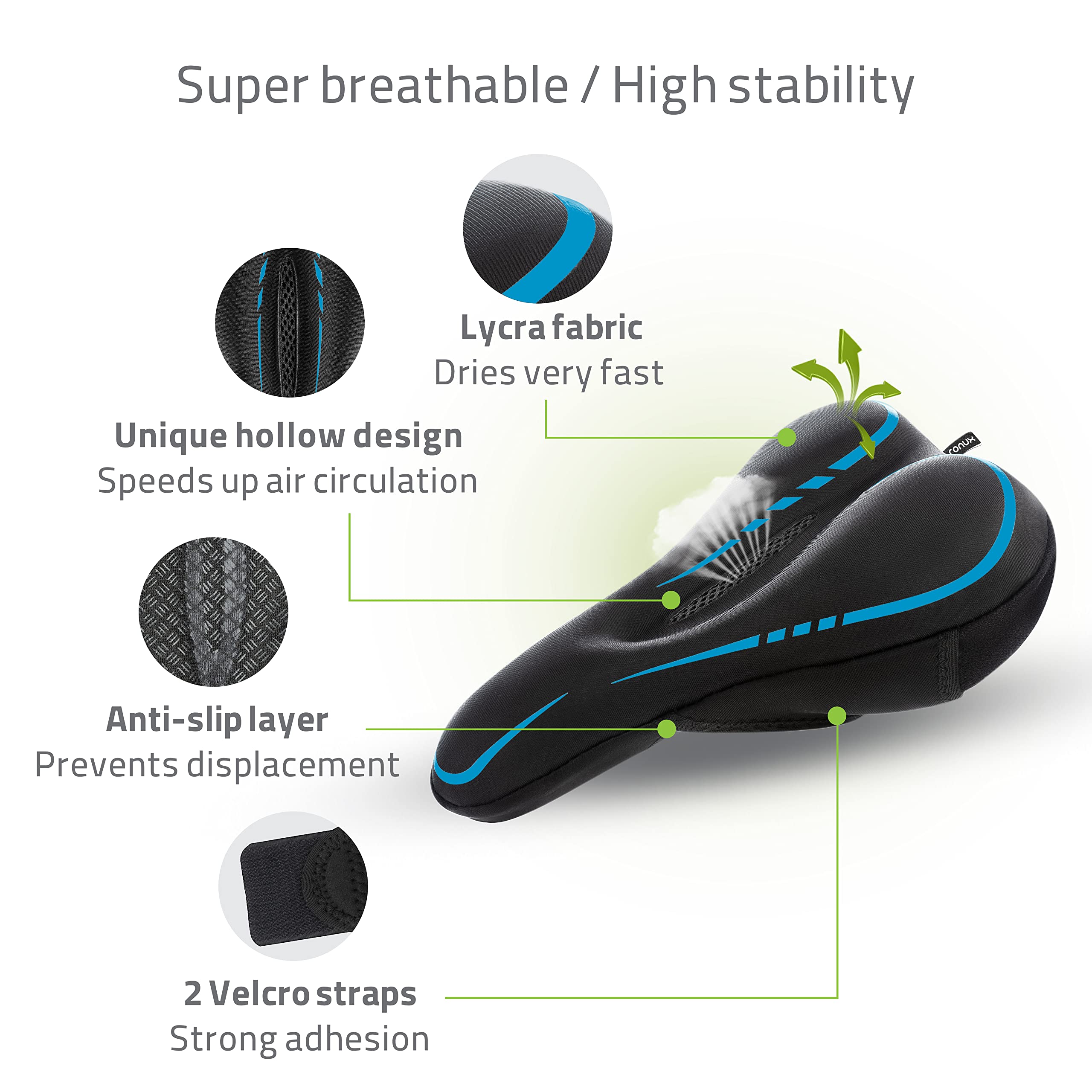 Coprisella Ronux In Gel Extra Morbido – Cuscino Imbottito Impermeabile Per Bici Da Uomo (MTB, Mountain, Exercise)