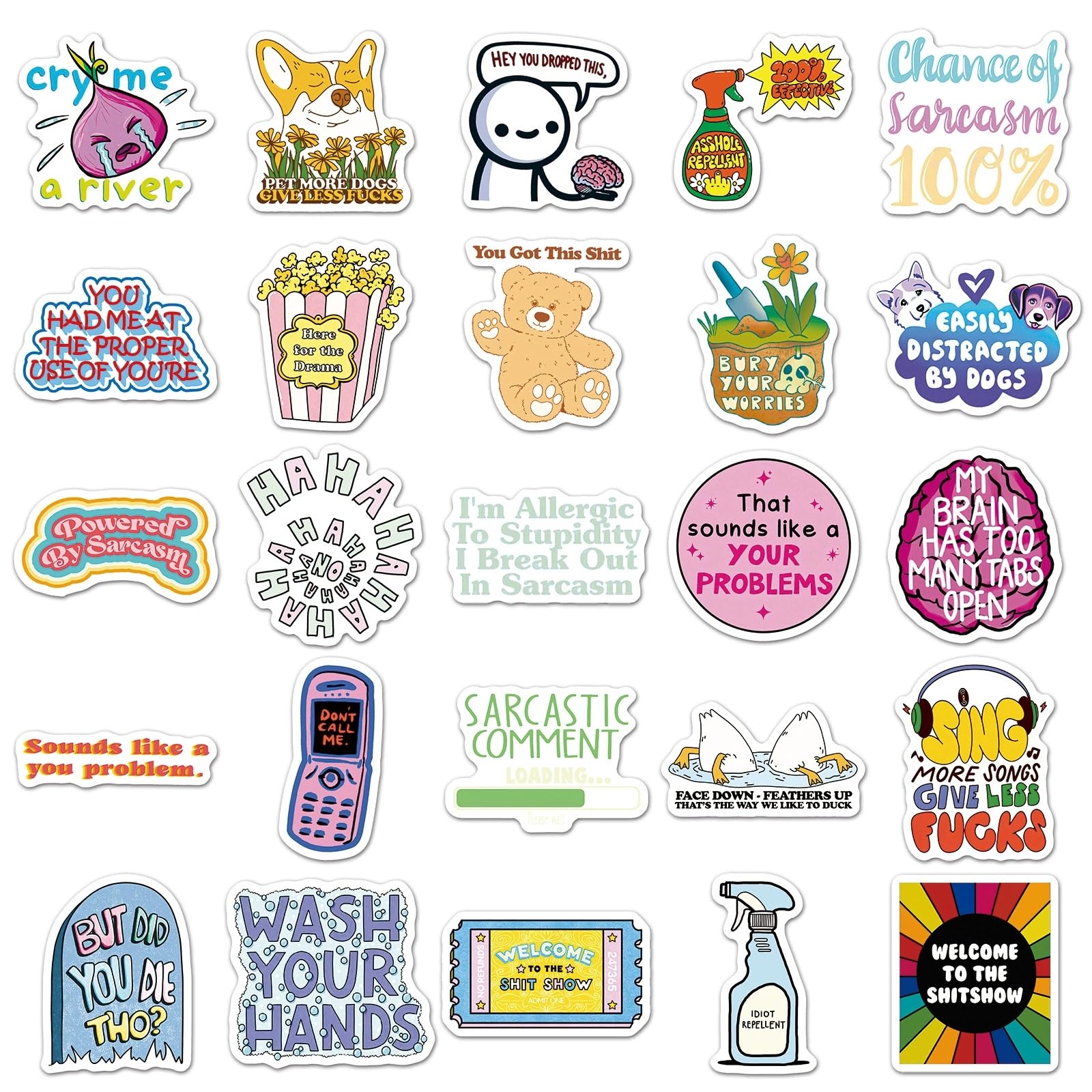 Sarcastic Stickers for Laptop(50 PCS),Gift for Children Teens Adults Girl Boys,Funny Waterproof Stickers for Skateboard,Bike,Phone,Computer,Luggage Water Bottle Guitar Motorcycle Suitcase - Image 2