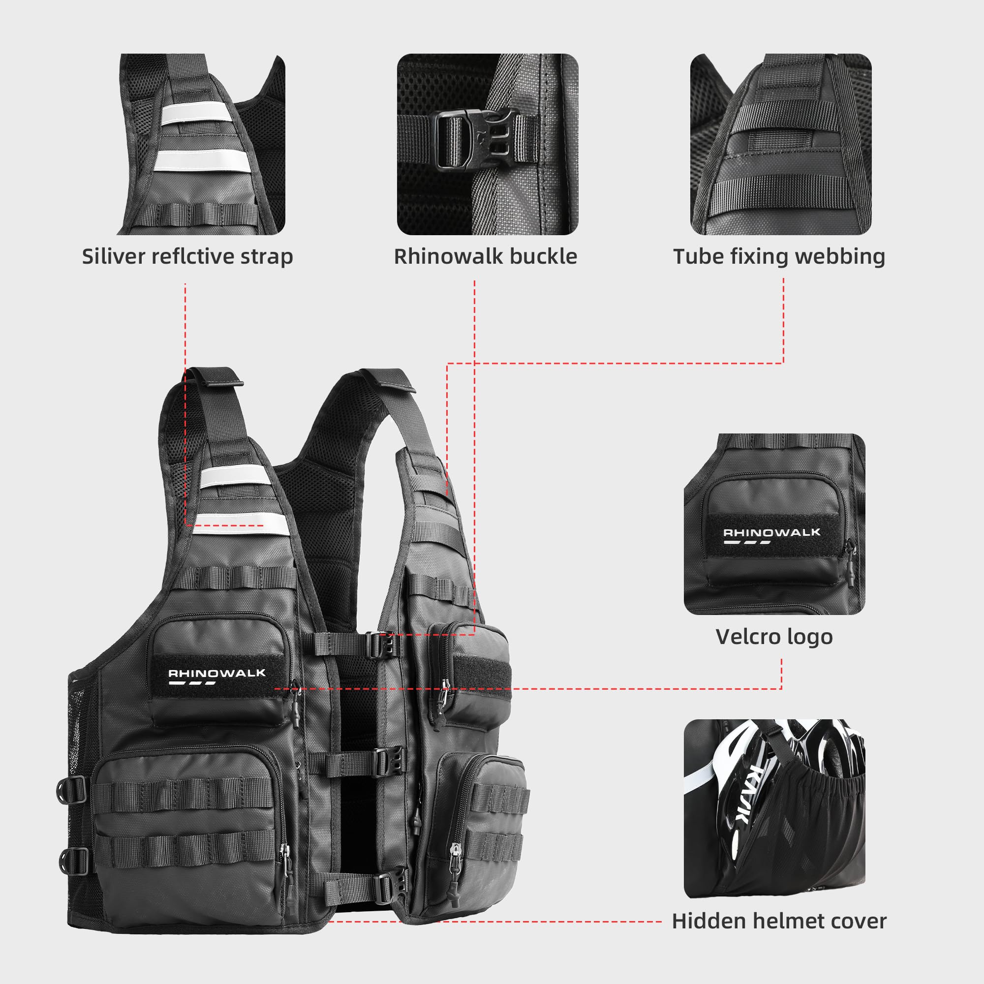 Rhinowalk Chaleco de fotografía de pesca con múltiples bolsillos, chaquetas al aire libre para caza, senderismo, escalada, viajes