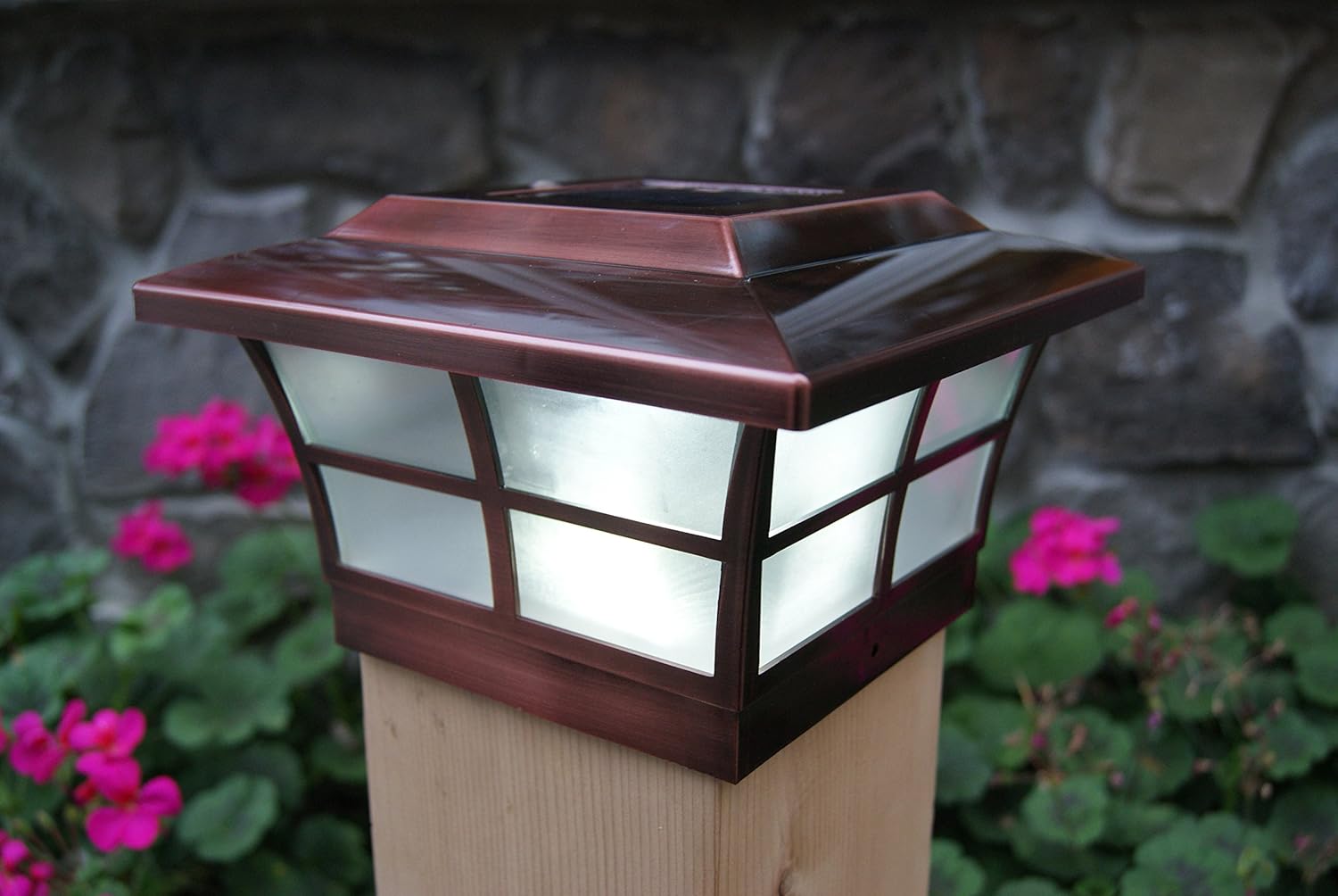 Classy Caps SL086 Plated Prestige Solar Post Cap, 6" x 6", Copper (1)