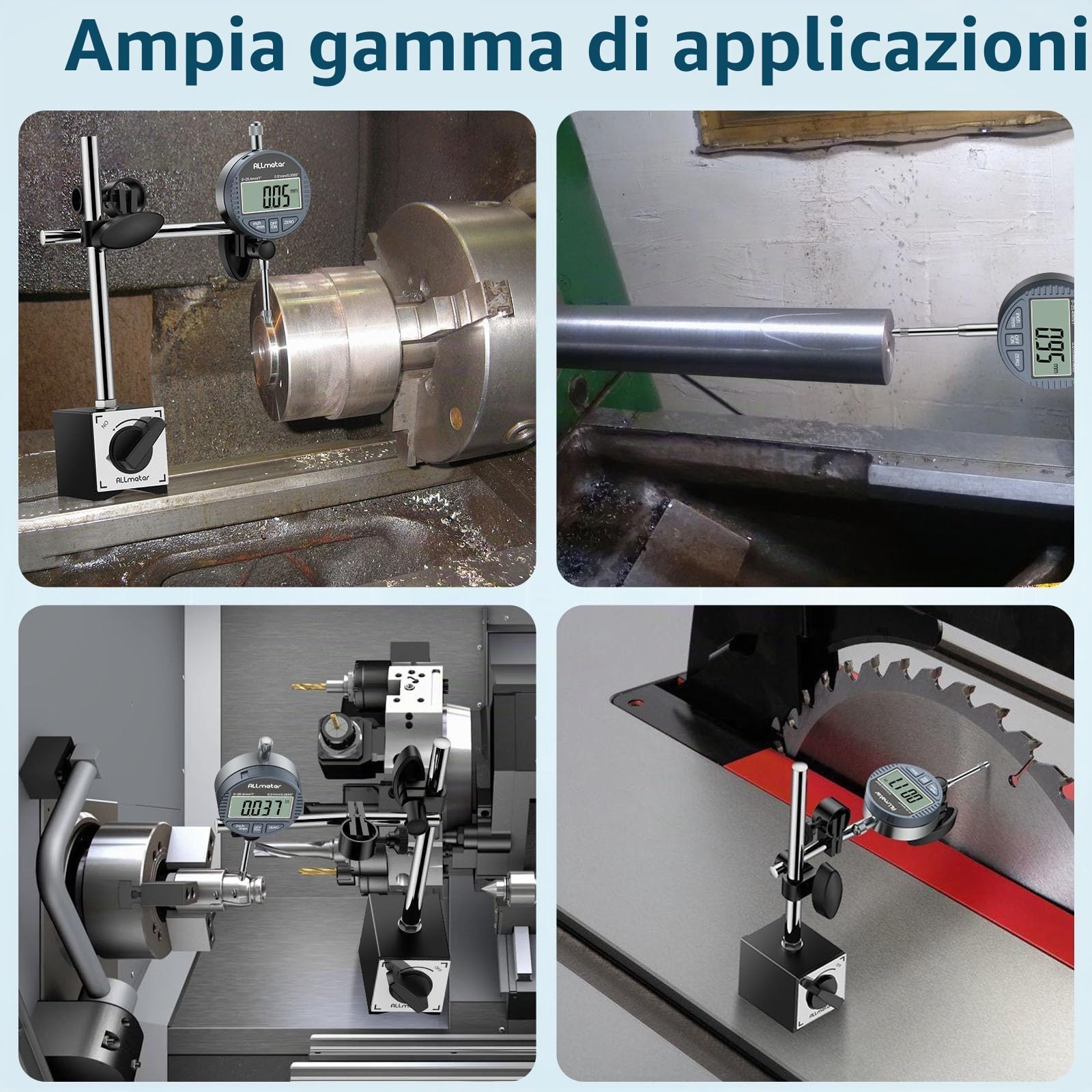 Comparatore Centesimale Digitale 0-25.4mm con Base Magnetica 70KG, LCD 0.01mm/0.0005" Unità Pollici/Metrica + 22 Punte da Test, Braccio Regolabile e Porta Quadrante con Controllo ON/OFF
