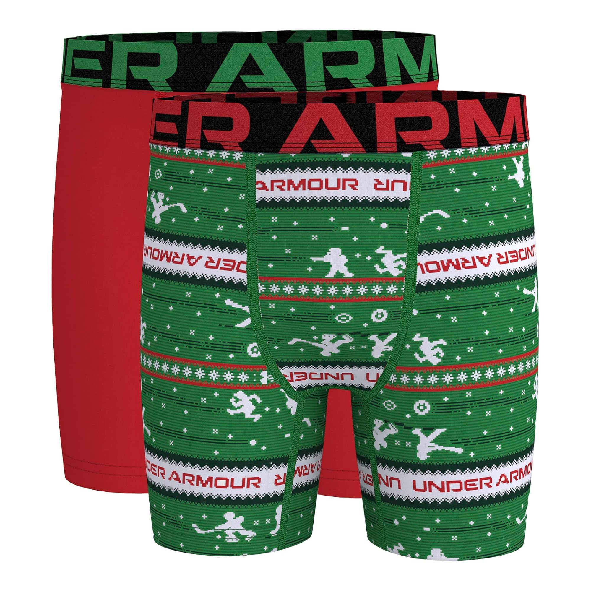 Under Armour Boys Fresh Green Print ' Performance Boxer Briefs Underwear, Large