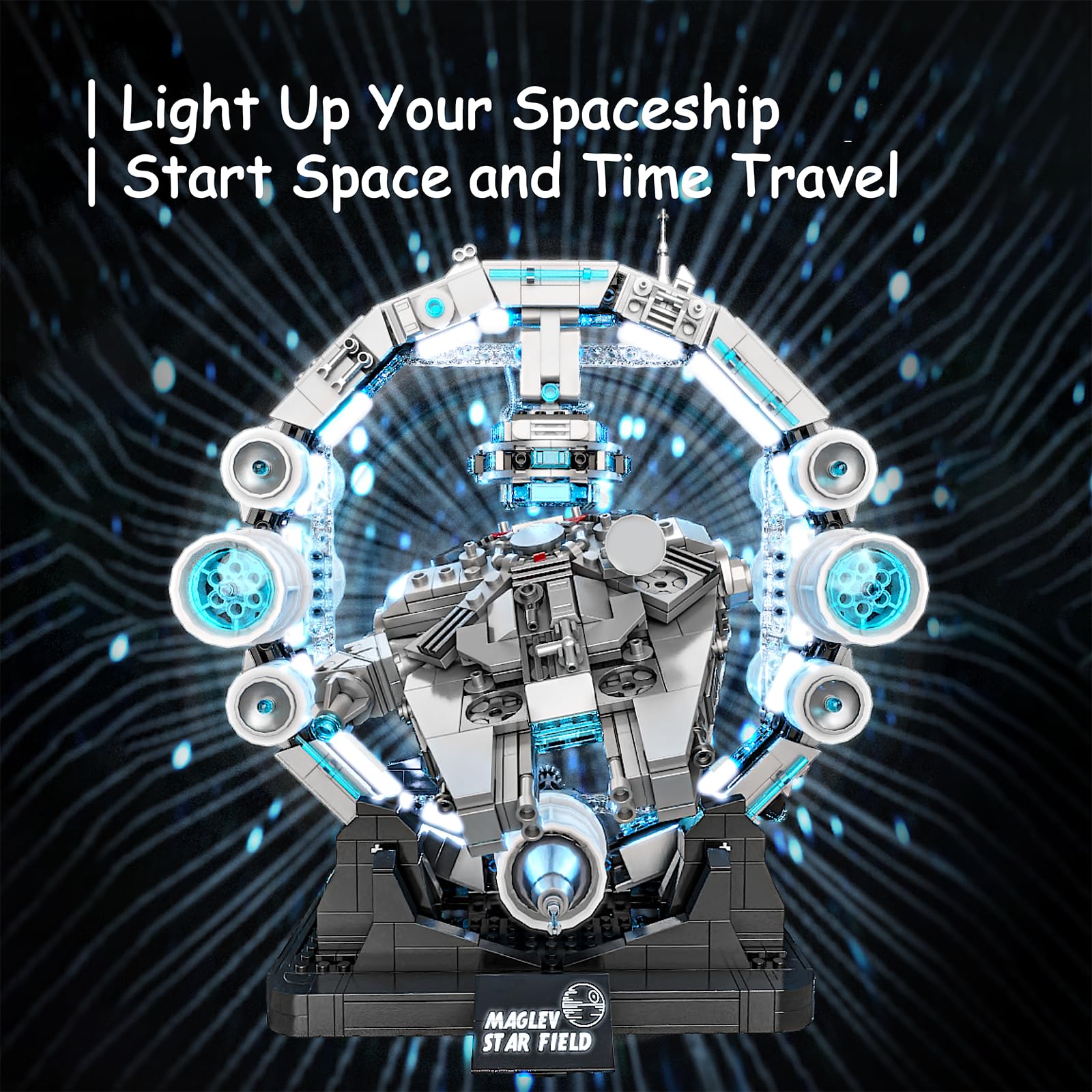 muuchuu Spaceship Building Set for Adults Magnetic Floating Starship Toy with Light - Image 3