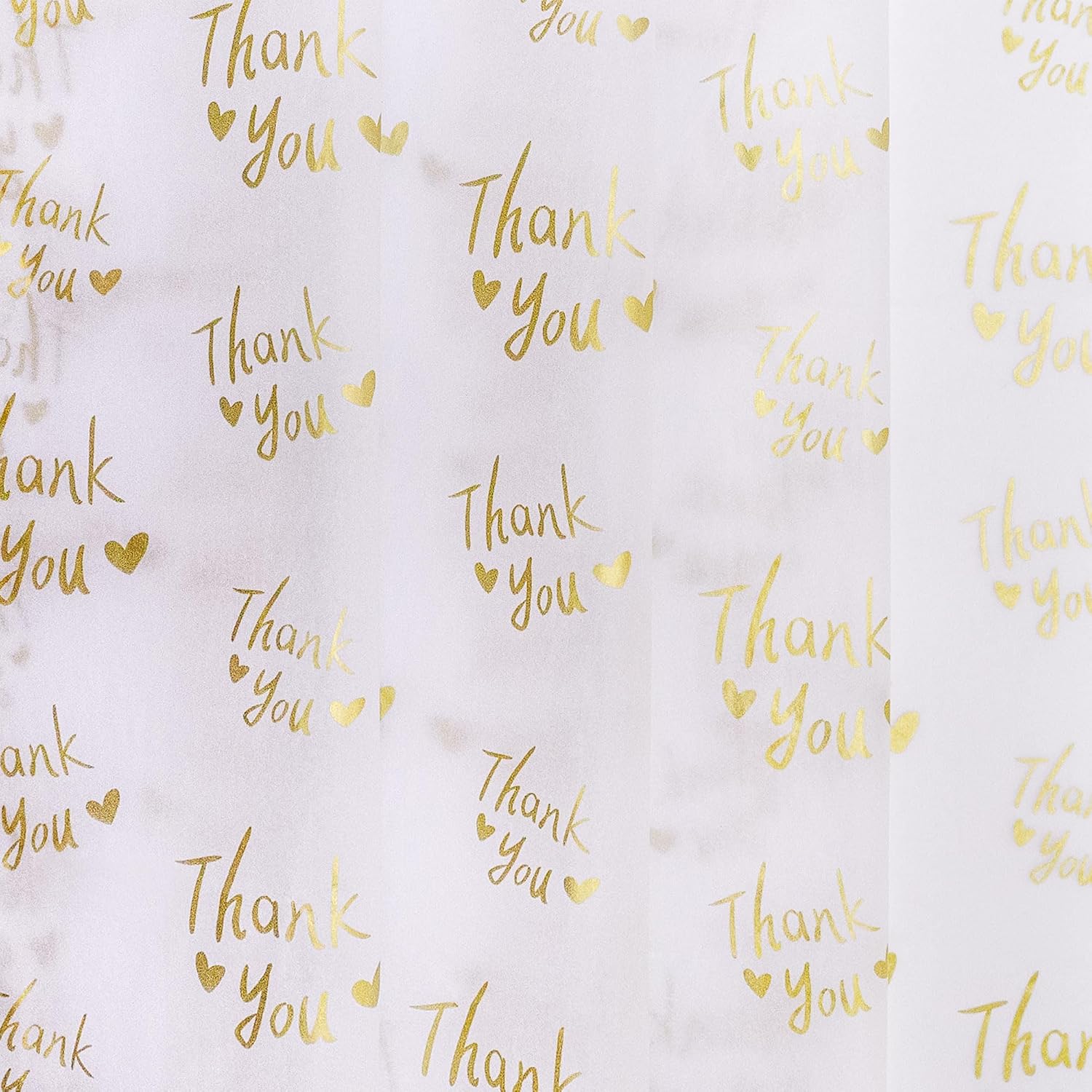 MR FIVE Extra Large 20" x 36" White with Metallic Gold Thank You Tissue Paper Bulk - Large Gold Tissue for Packaging, Gift Bags, Business, 50 Sheets
