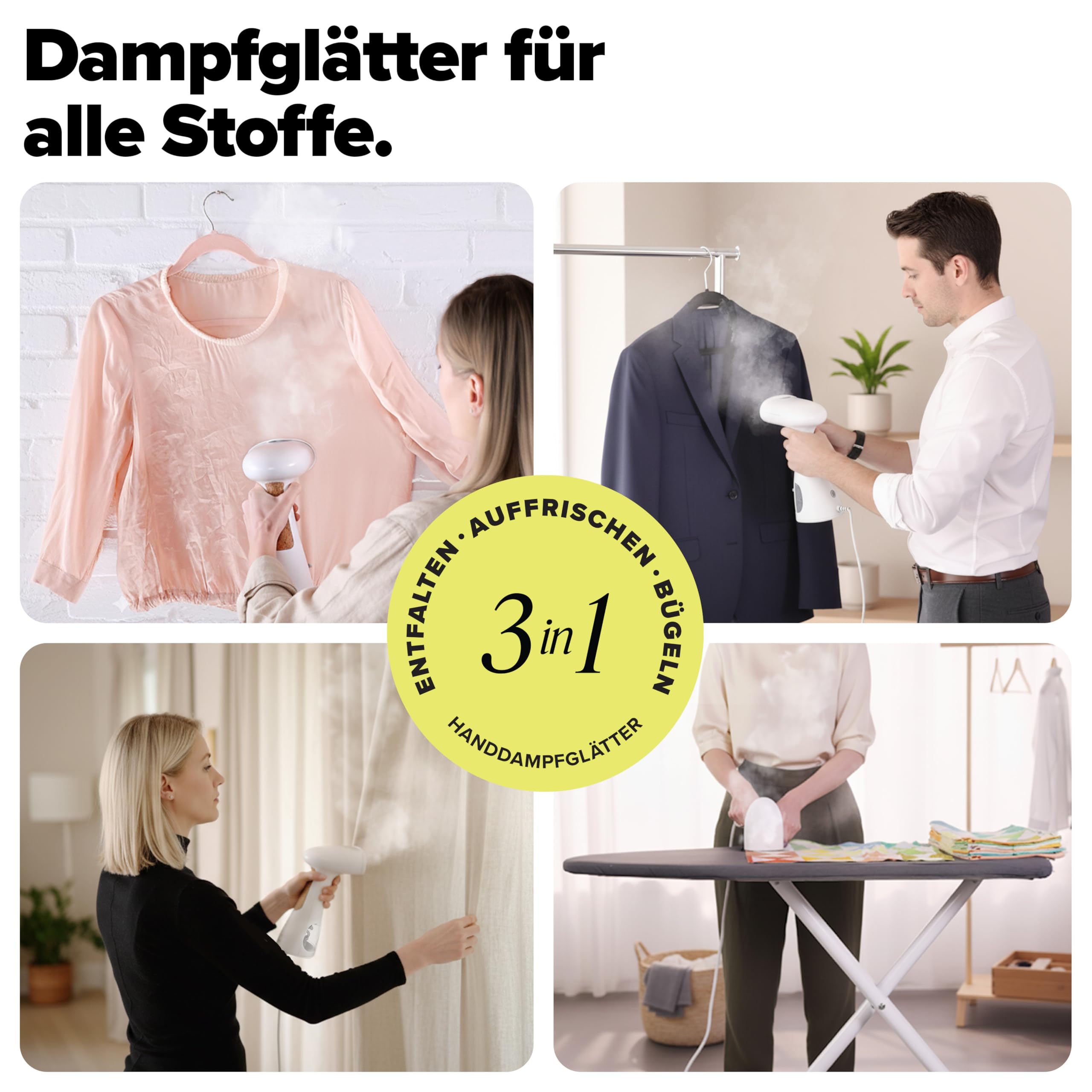Dupray Voila 3-in-1 Dampfglätter mit Aufsatz, 1200 Watt, Tragbarer Stoff- und Kleidungsdampfer, Reisedampfglätter, Travel Steam Iron, Trockendampf, Schnellaufheizung, Dampfbügeleisen, weiß