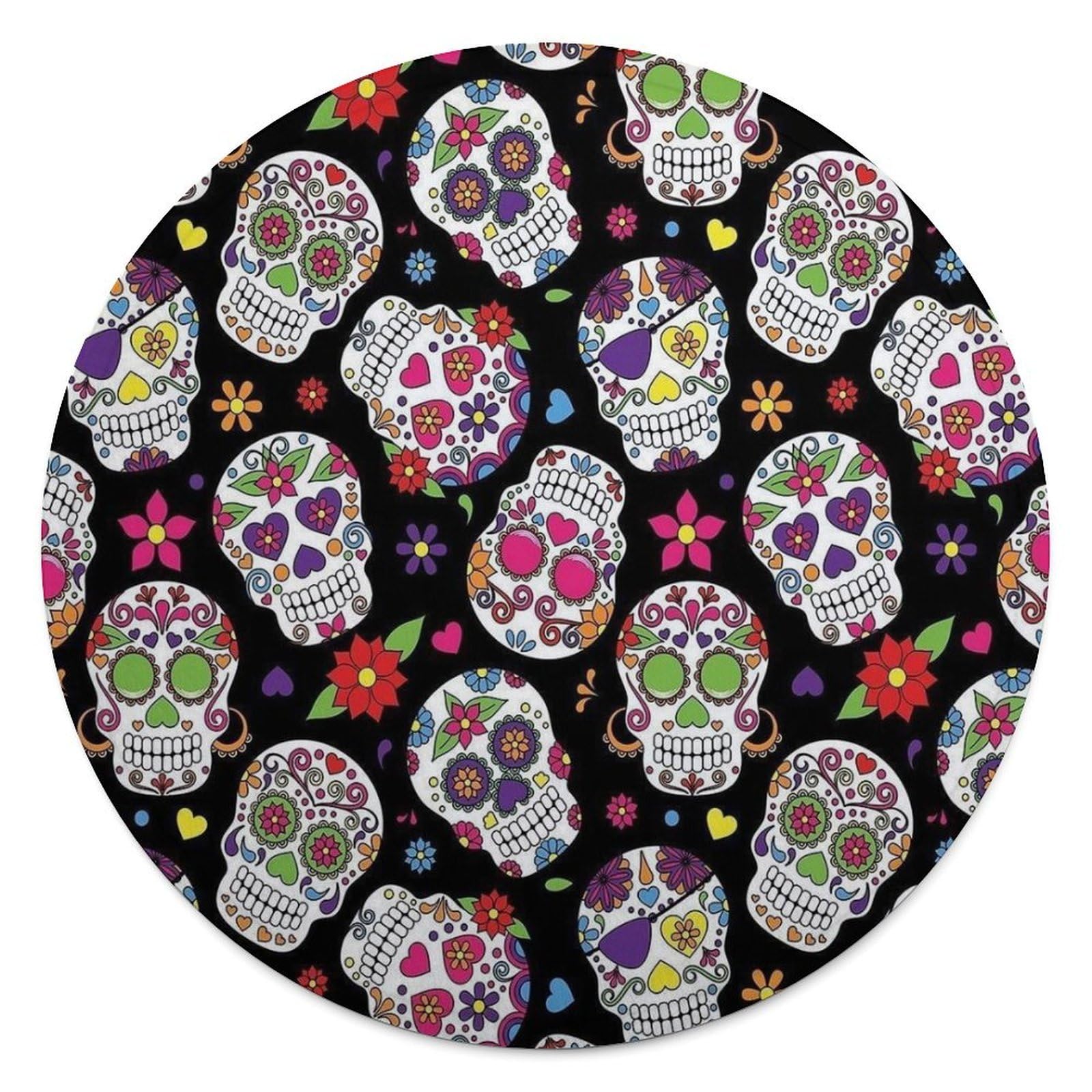Couverture en flanelle ronde tête de mort de 150 cm pour décorer votre canapé