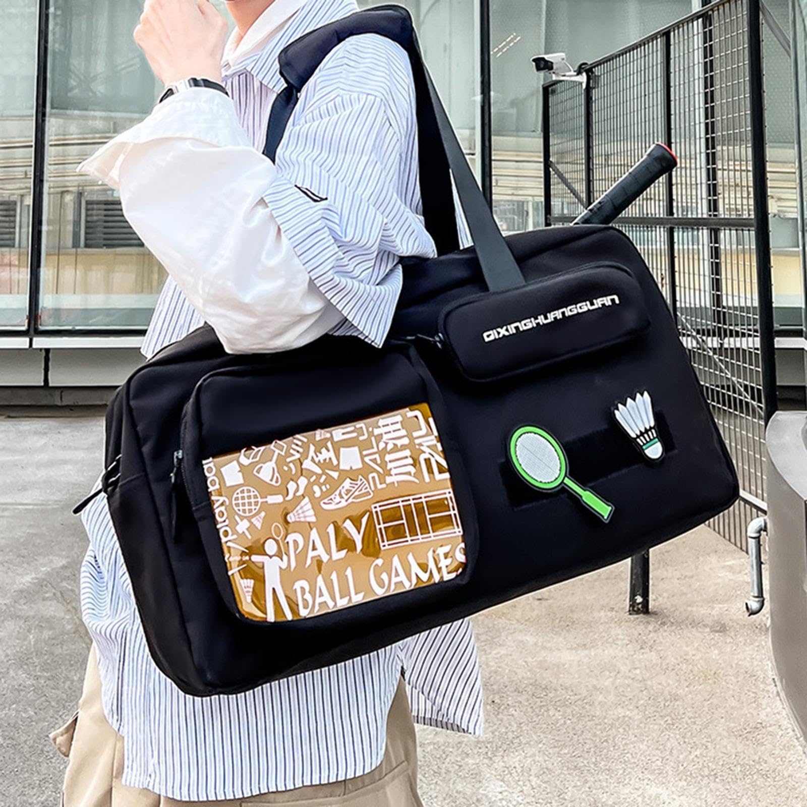 Badminton Bag Portable Travel Bag Sports Equipment Bag for Badminton Rackets Black | Bags | Tennis | Tennis & Racquet Sports-image-0