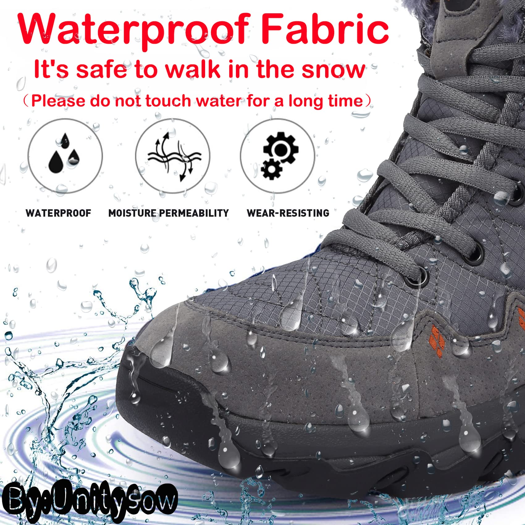 Unitysow Stivali da Neve Uomo Donna Caldi Pelliccia Stivali da Invernali Outdoor Impermeabili Scarpe da Neve Casual Stringate Stivaletti Scarpe da Inverno