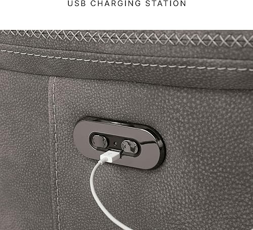 Miniatura 8 de Signature Design by Ashley Next-Gen DuraPella Power Sofá Reclinable, USB, Otomana Extendida, Cuero Sintético Repelente al Agua, 80" An x 42" Pr x