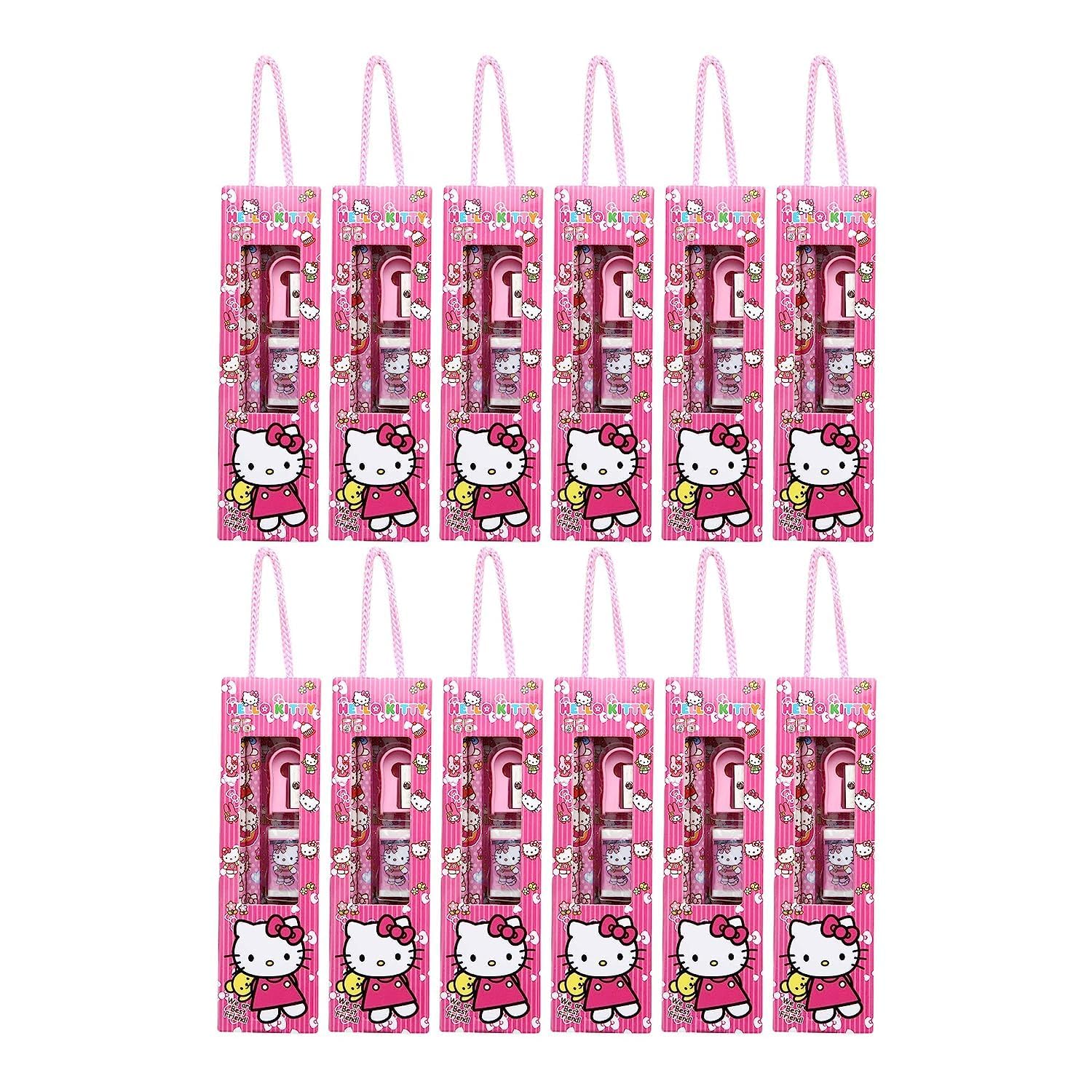 HUZOYA Stationery 2 pencils, 1 ruler,1 sharpener and a eraser Set Gift Pack for Birthday Return Gifts combo Theme Party Stationery Item for Girls, Boys, and Kids school set of 12 (Hello Kitty) (B0CQ5BJYB6) Amazon Price History, Amazon Price Tracker