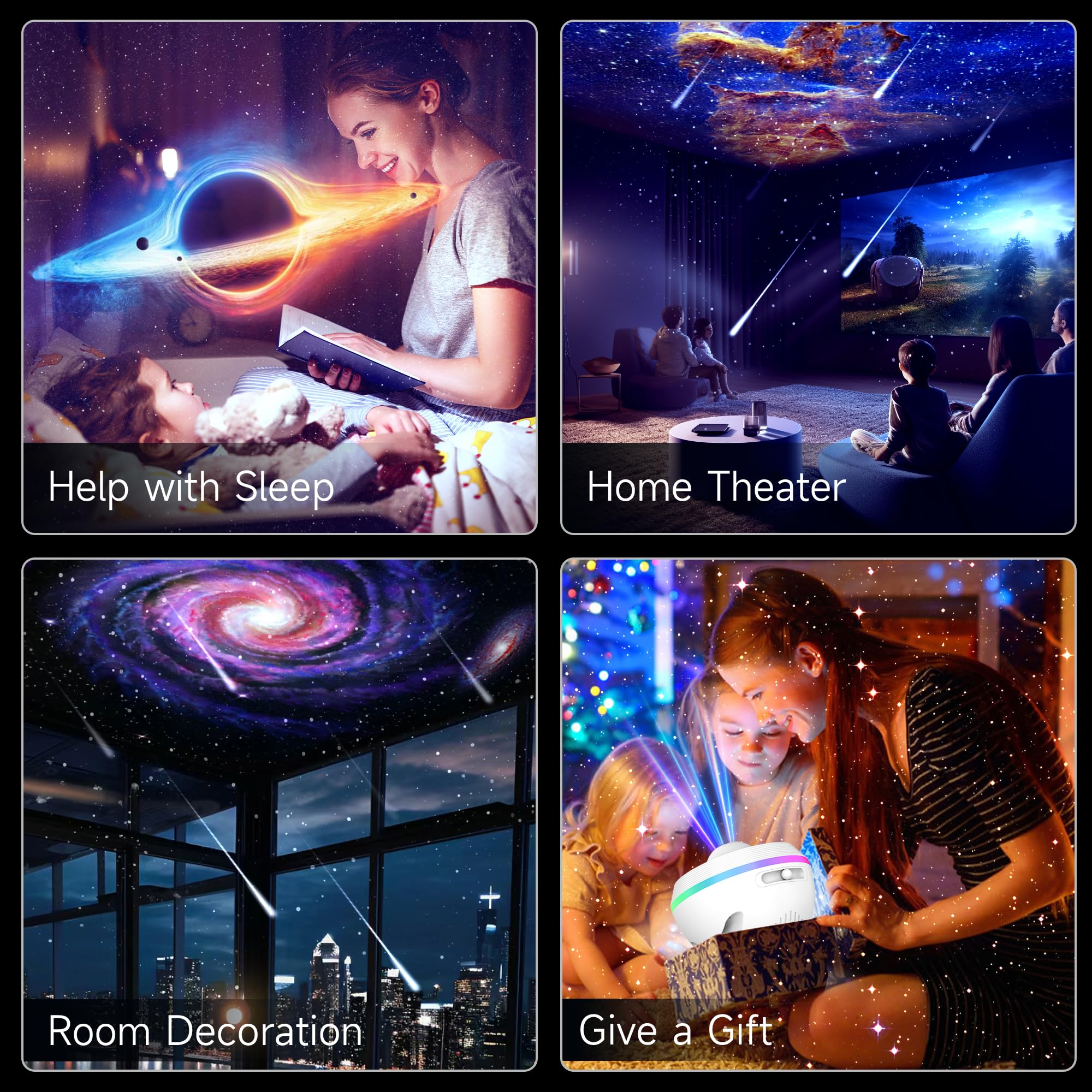 Planetarium - Proiettore galassia per camera da letto, proiettore HD 13 in 1 per adulti e bambini, luce notturna galattica con meteora Via Lattea regolabile manopola timer illuminazione RGB, lampada