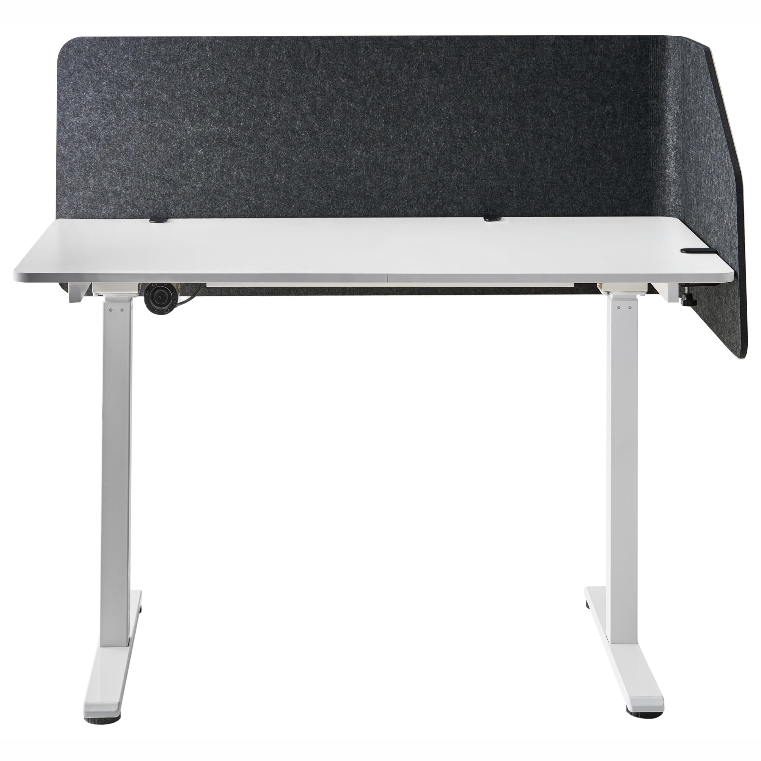 Beliani Schreibtisch Trennwand L-Form Filz Akustik Polster dunkelgrau 120 x 60 x 50 cm zum Klemmen Foldy