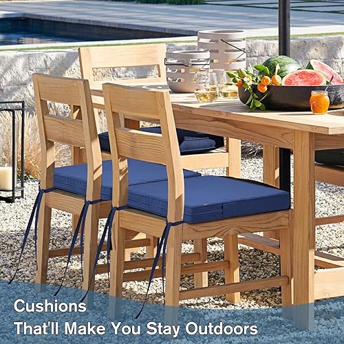 Miniatura 6 de HAVARGO Cojines de asiento para exteriores, cojines de asiento de patio, 18.5 x 16 pulgadas, impermeables, 1500H, resistentes a la decoloración,