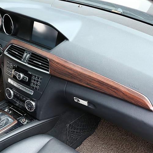Miniatura 5 de Panel de cubierta de tablero de consola central de automóvil de grano de pino ABS para Mercedes Benz Clase C W204 2010-2013 Accesorios de conducción