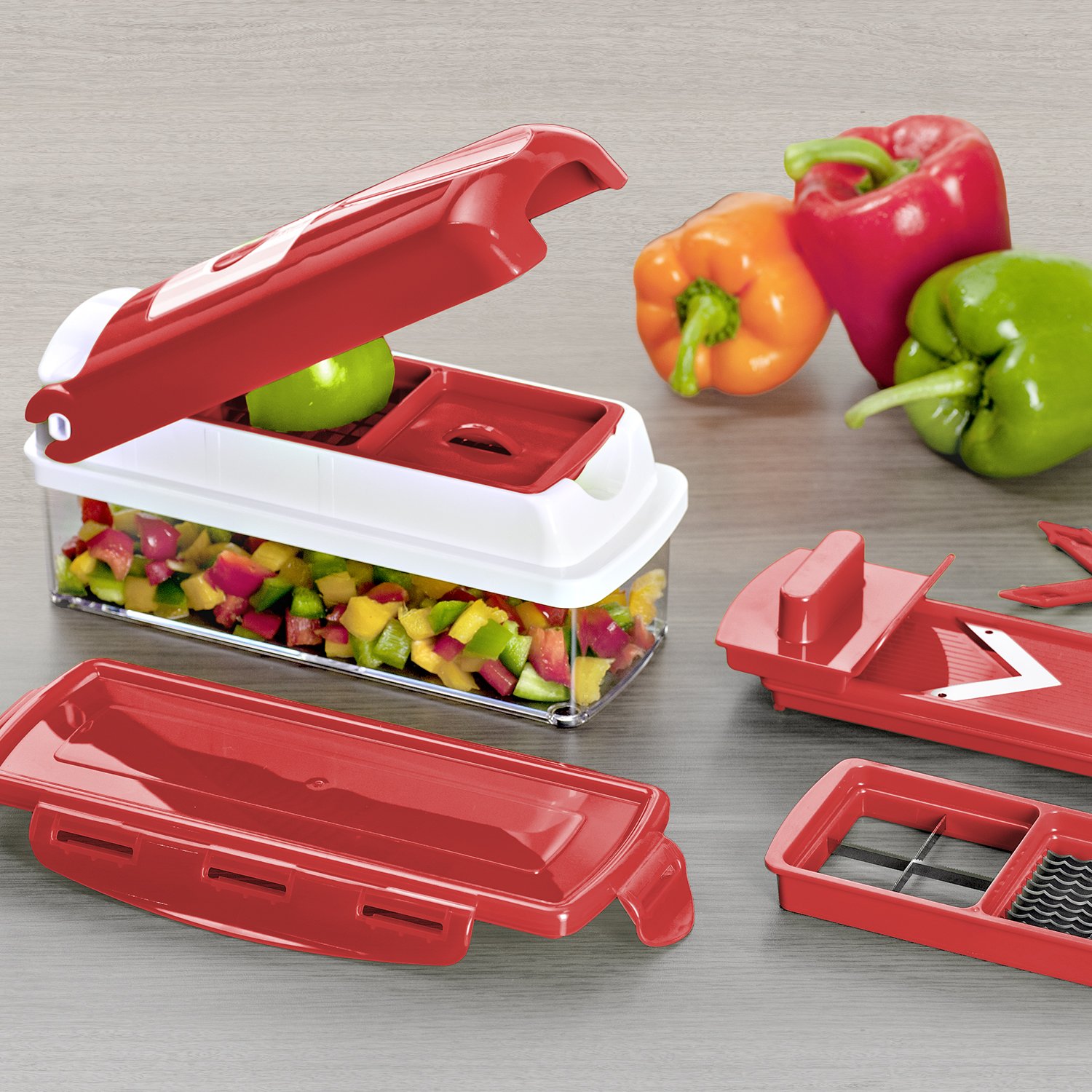 Genius Nicer Dicer Smart Julietti | 16 Teile | Gemüseschneider | Spiralschneider | Julienneschneider | Schneiden/Würfeln/Hobeln/Schälen/Juliennes | Mandoline | Zerkleinerer | NEU