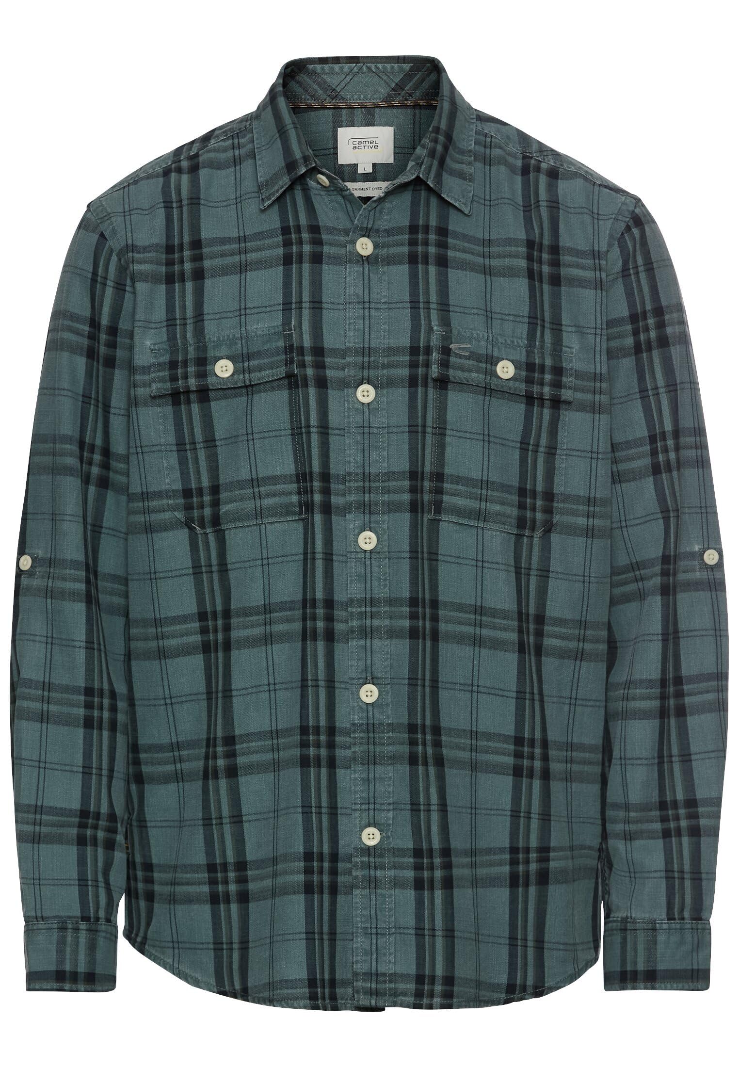 Camel Active Men's Dark Green Pure Cotton Check Shirt, S