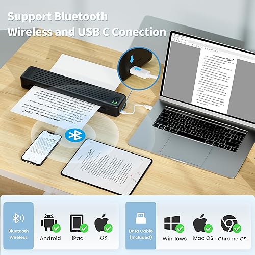 Miniatura 5 de Itari Impresoras portátiles inalámbricas para viajes, M08F Bluetooth impresora térmica A4, 300DPI P831 impresora de transferencia térmica sin tinta