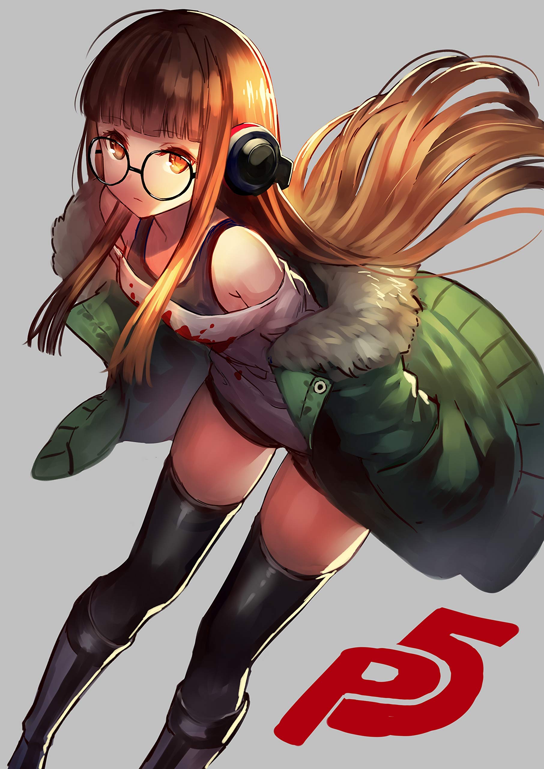 P5 Futaba Sakura POSTER, sakura futaba, glasses, coat, anime style games, posters for room aesthetic, geek decor