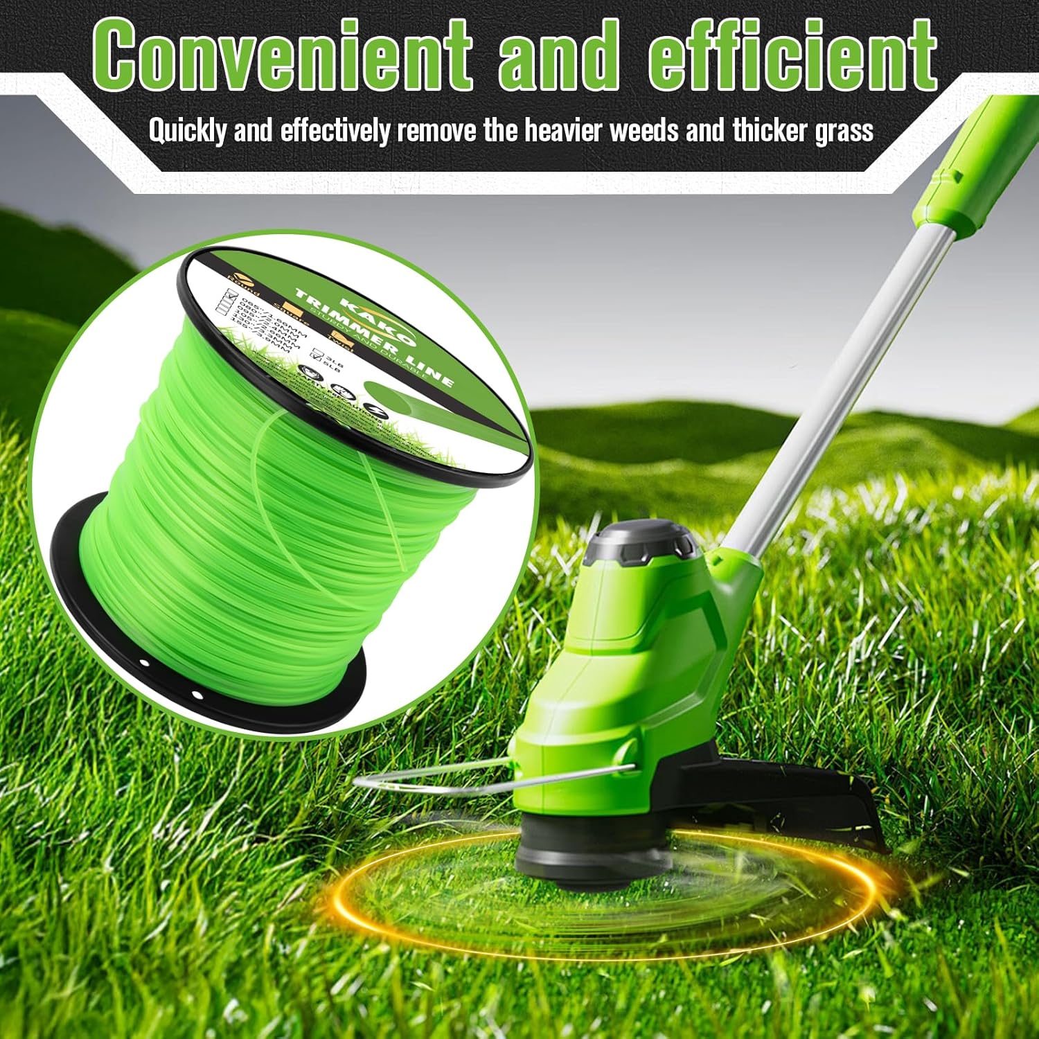 KAKO 080 Trimmer Line, 080 Weed Trimmer Line, Weed Eater String .080, Round String Trimmer Line .080Inch-2000Ft-5Lb Commercial Nylon Trimmer Line .080 Fits Most String Trimmers