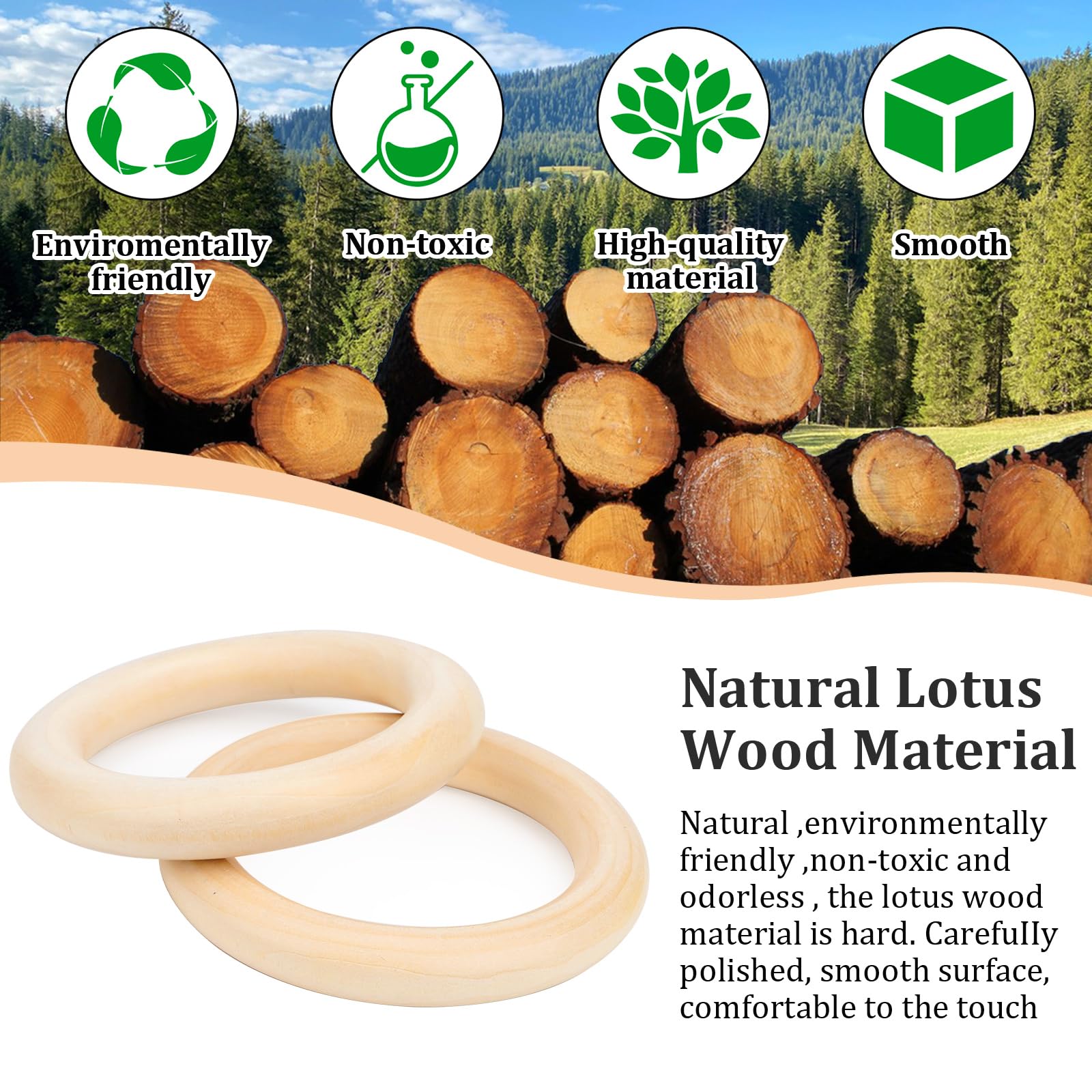 2 Anelli In Legno Naturale Da 10 Cm - Per Bouquet Matrimonio, Fai Da Te - Foto 3