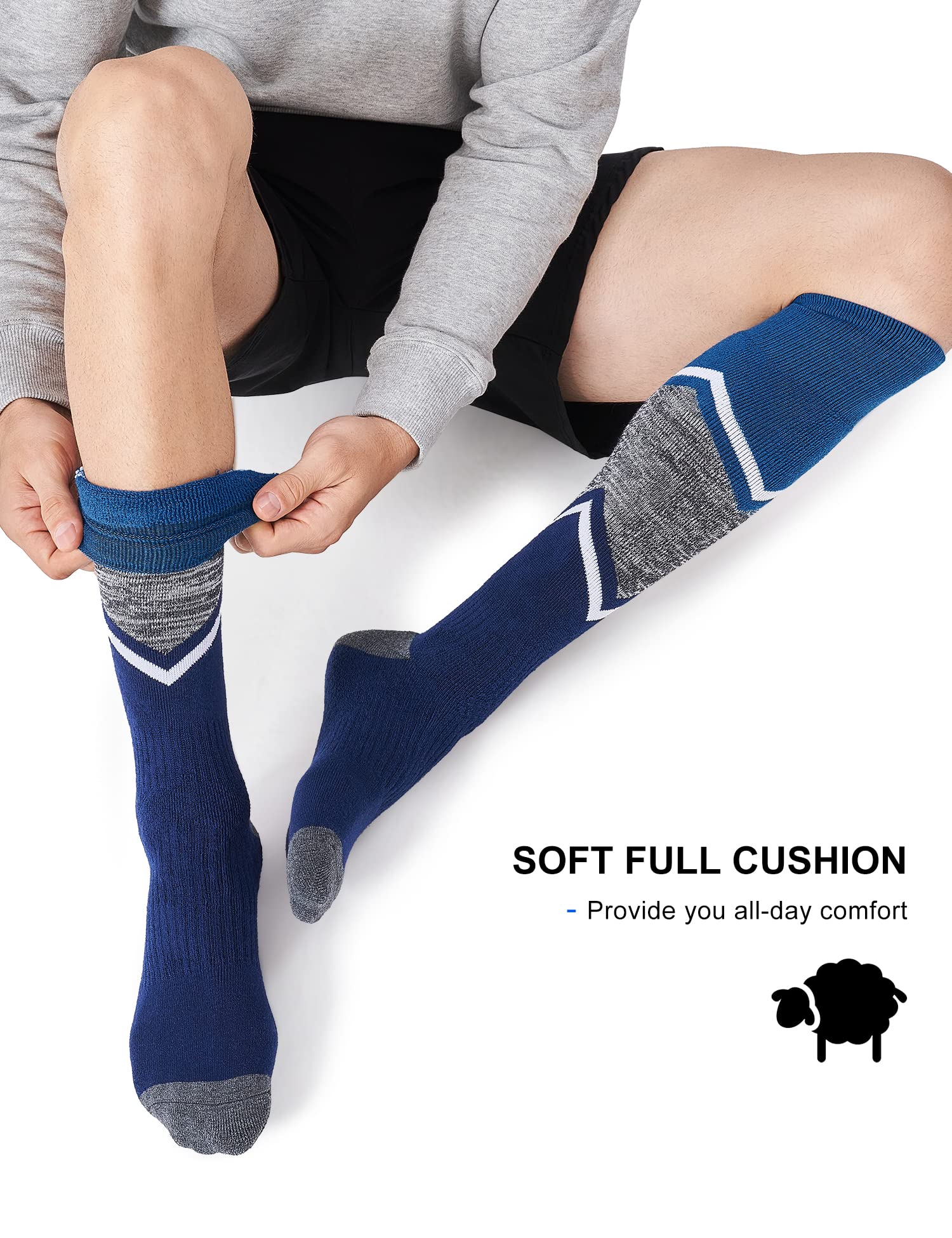 Fitrell Paquete de 2/3 calcetines de esquí para mujer con cojín completo, calcetines térmicos cálidos de invierno
