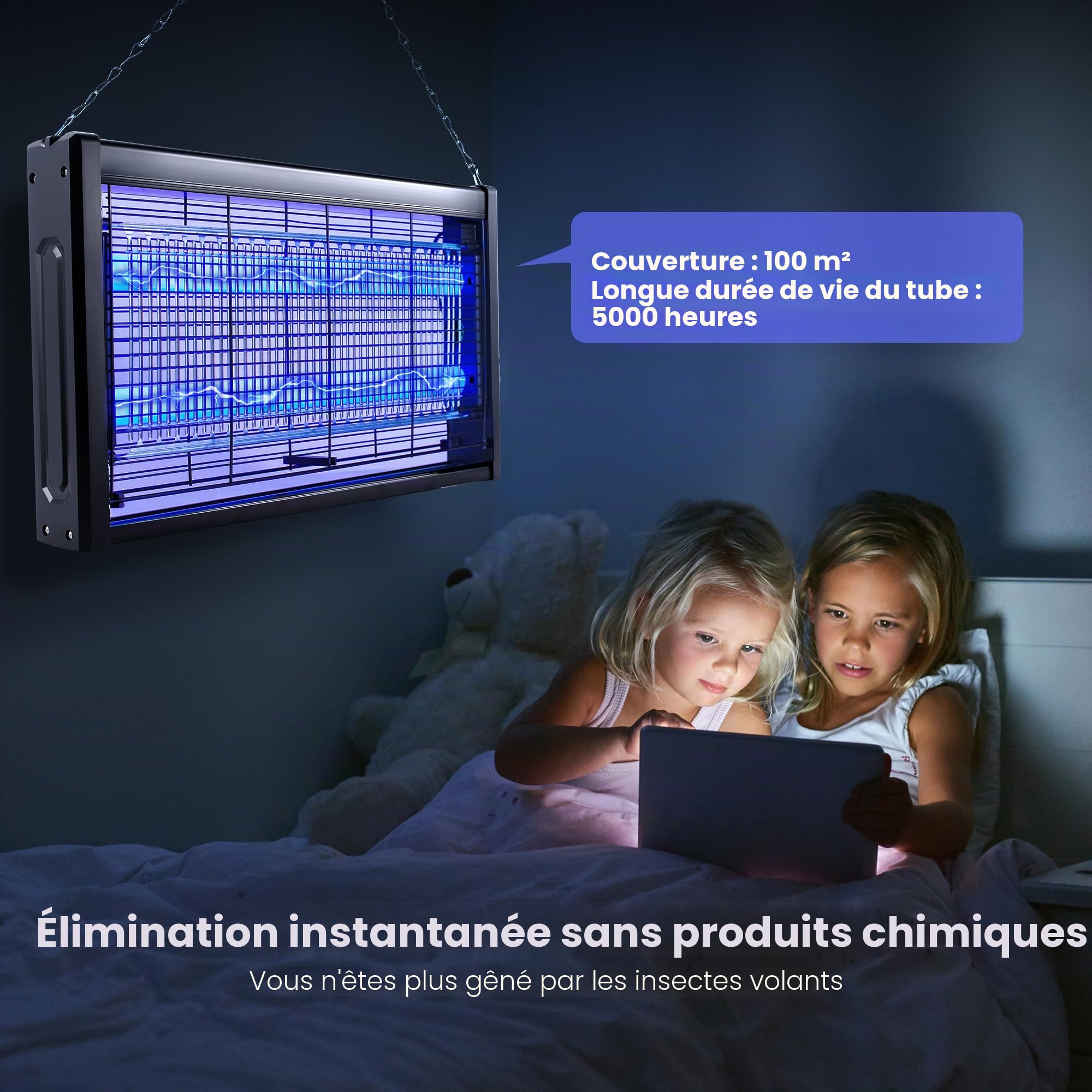 Lampe Anti Moustique, 20W, Anti-Insectes et Anti-Mouches électronique pour l'intérieur, Le Jardin, la Cour et Les Cuisines commerciales