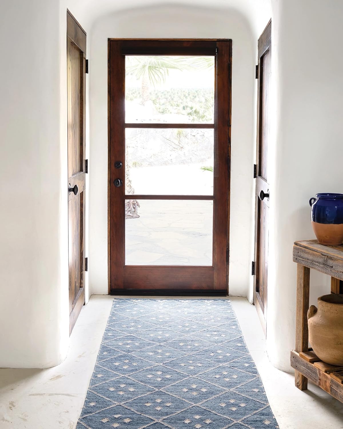 Dash and Albert Kota Wool Area Rug - 5' x 8' Indigo Diamond Handwoven Accent Rug - Durable, Low Pile, High Traffic Areas Living Room, Hallway, Stairs - Premium Luxury Hotel Quality Soft Breathable