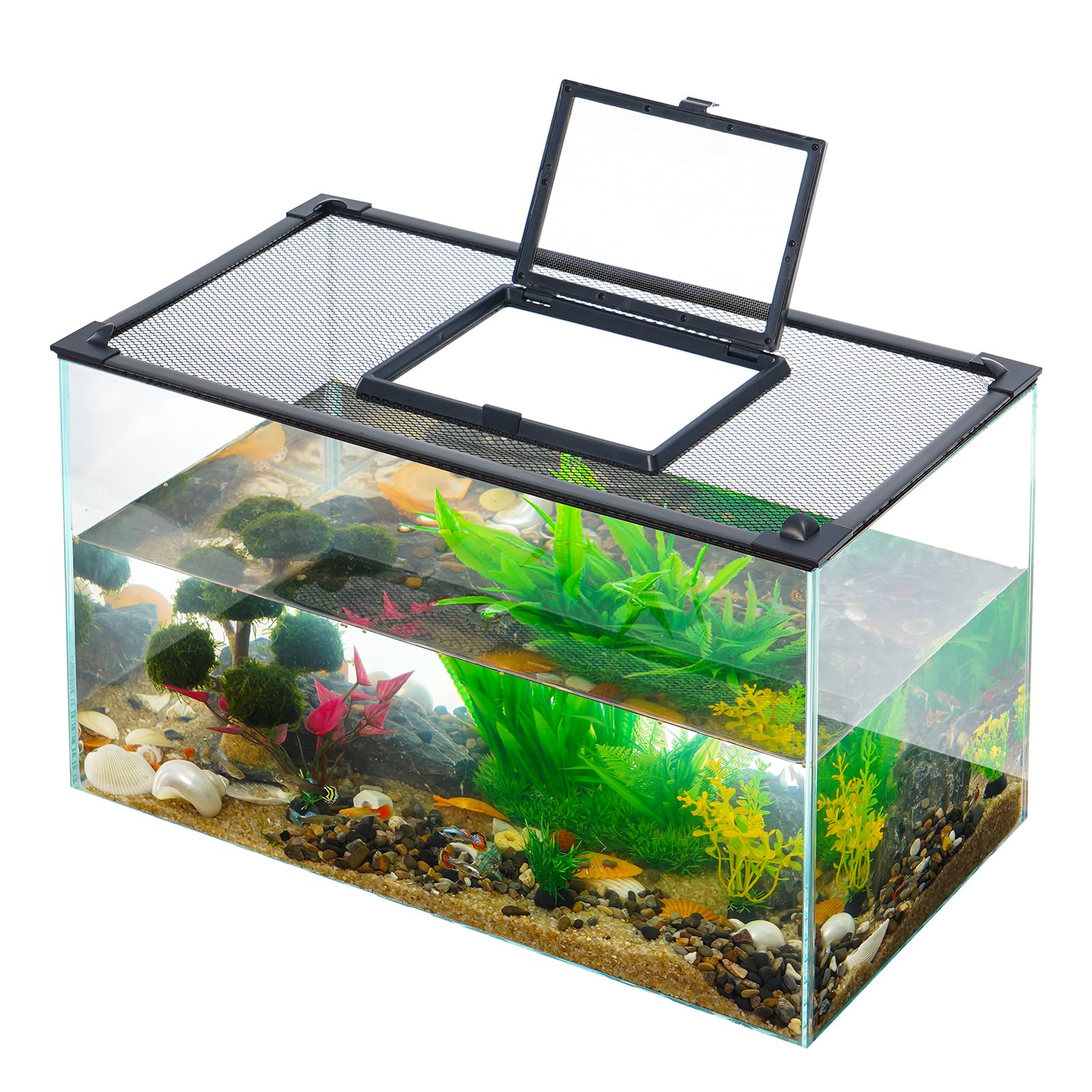Uross Couvercle de réservoir de Poisson avec fenêtre - Couvercle magnétique pour Aquarium de réservoir de Poisson - Filet Anti-Saut - Maille pour protéger Les Poissons Saut Hors du