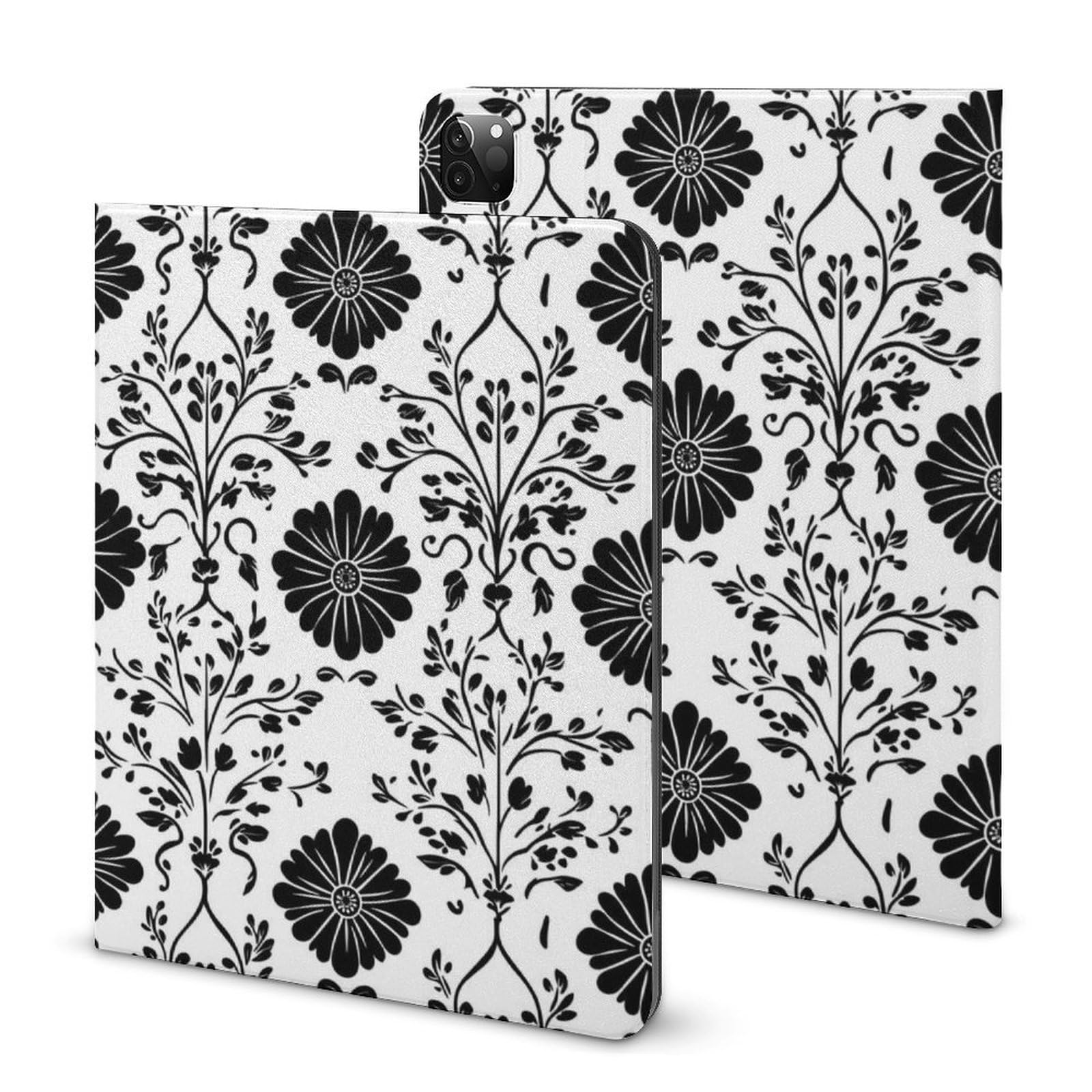 Housse iPad Pro 11 pouces compatible 4e génération étui fin imprimé floral noir - 8