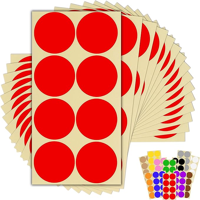 120 x Red Sticky Dots 50mm 2 Inch Round Colour Coding Dot Stickers