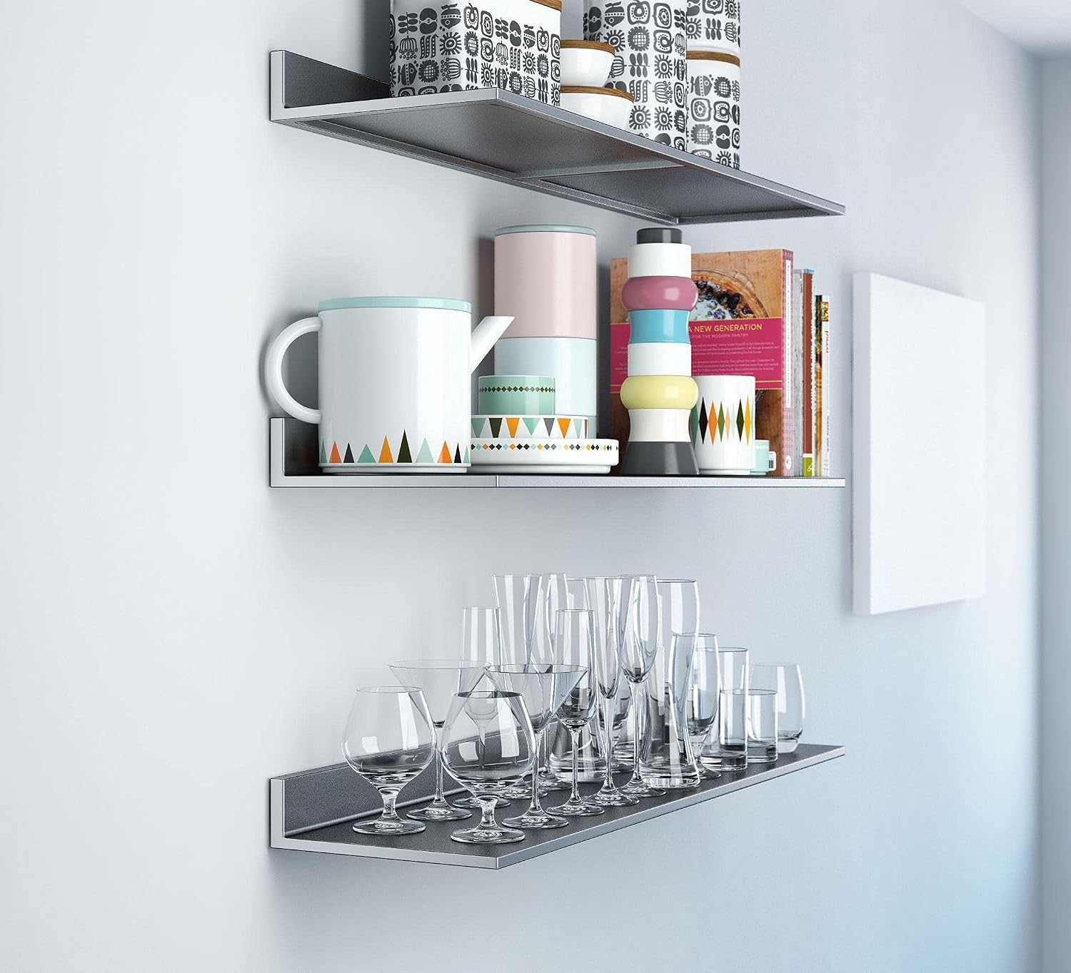 Best Review Wallniture Plat Stainless Steel Floating Shelves for Wall, 30.75 Metal Wall Shelves for Restaurant, Bar, Cafe, Kitchen Organization and Storage, Silver Set of 3 Product Deal Wallniture Plat Stainless Steel Floating Shelves for Wall, 30.75 Metal Wall Shelves for Restaurant, Bar, Cafe, Kitchen Organization and Storage, Silver Set of 3