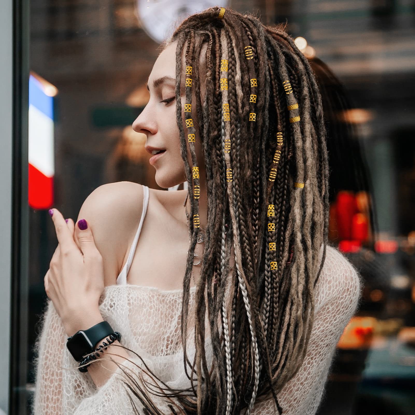 MELLIEX 70 Pieces Dreadlocks Jewellery, Aluminium Hair Rings for Braids Adjustable Braids, Jewellery - Image 2