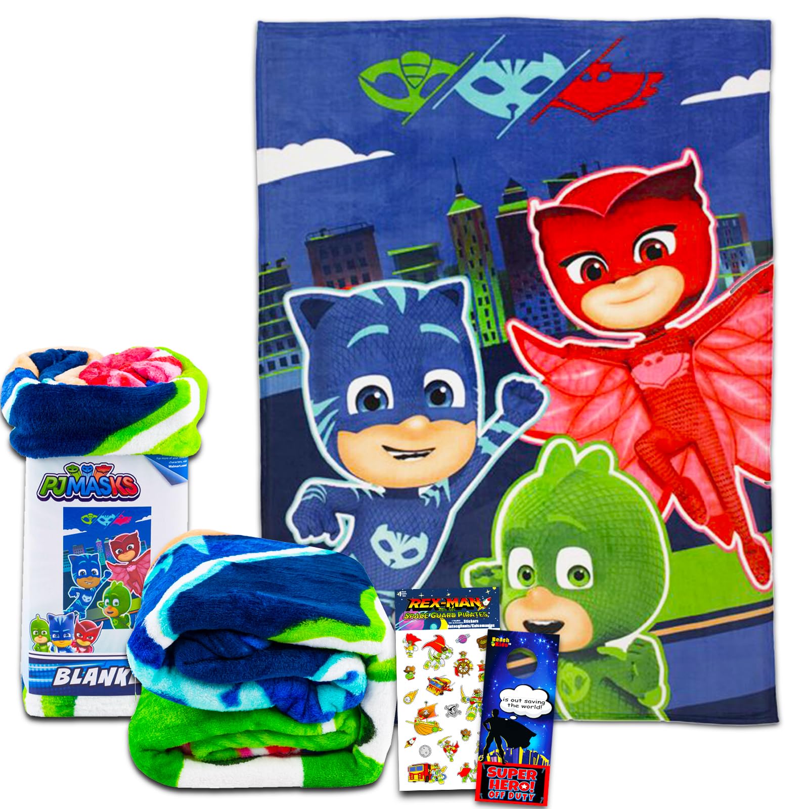 Disney PJ Masks Throw Blanket Bundle - PJ Masks Kids Throw Blanket for Boys and Girls Plus Stickers and More | PJ Masks Blanket Size 62" x 90"