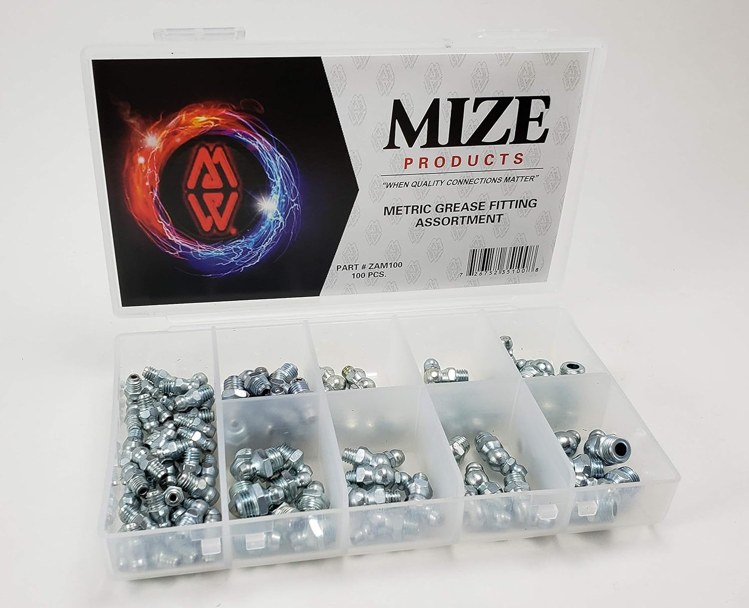Mize Wire 100 Pc Metric Grease Fitting Assortment, ZAM100