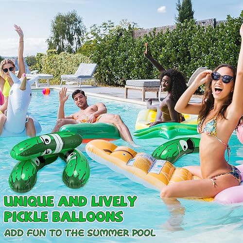 Miniatura 8 de Jexine 20 pulgadas inflable pepinillo pepinillo pepinillo divertido flotador de piscina, regalos inflables de pepinillo flotador juguetes para