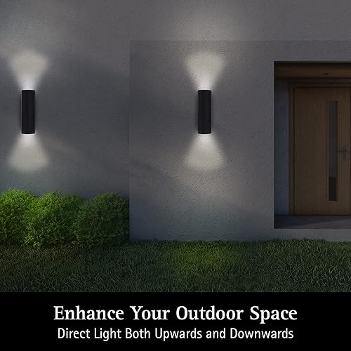 Miniatura 2 de Ultralux Lámpara de pared moderna LED de 12 pulgadas, color negro mate, lámpara de pared para puerta delantera, lámpara de 2000 lúmenes, lámpara