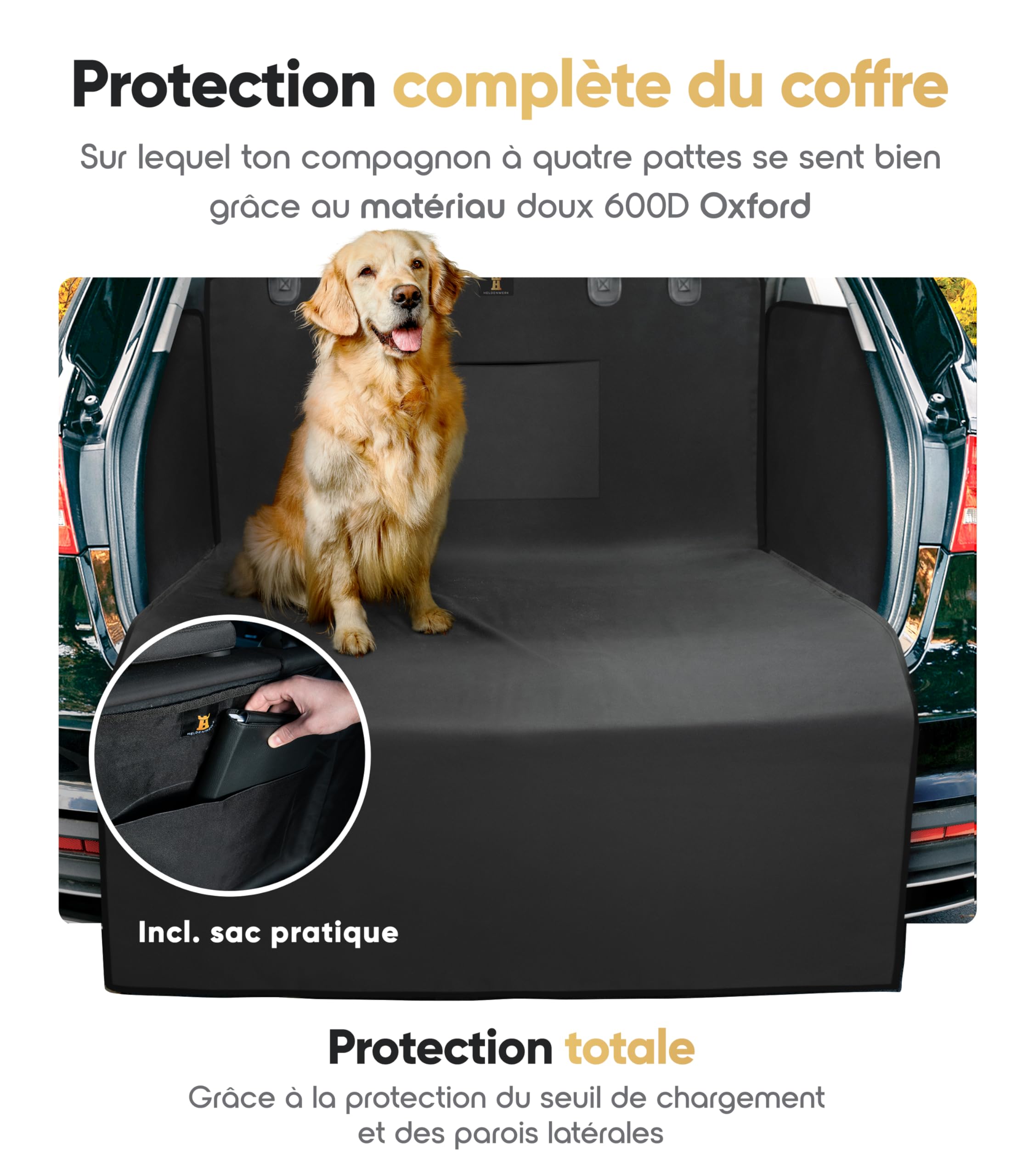 Protection de Coffre Universelle Heldenwerk - Idéal pour Les Chiens - Espace de Coffre avec Protection de seuil - Installation Rapide