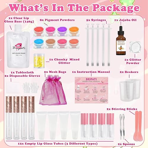 Miniatura 2 de Kit de bricolaje para hacer brillo labial BRIPATI, set de brillo labial DIY para hacer tu propio lápiz labial, divertido set de maquillaje artesanal