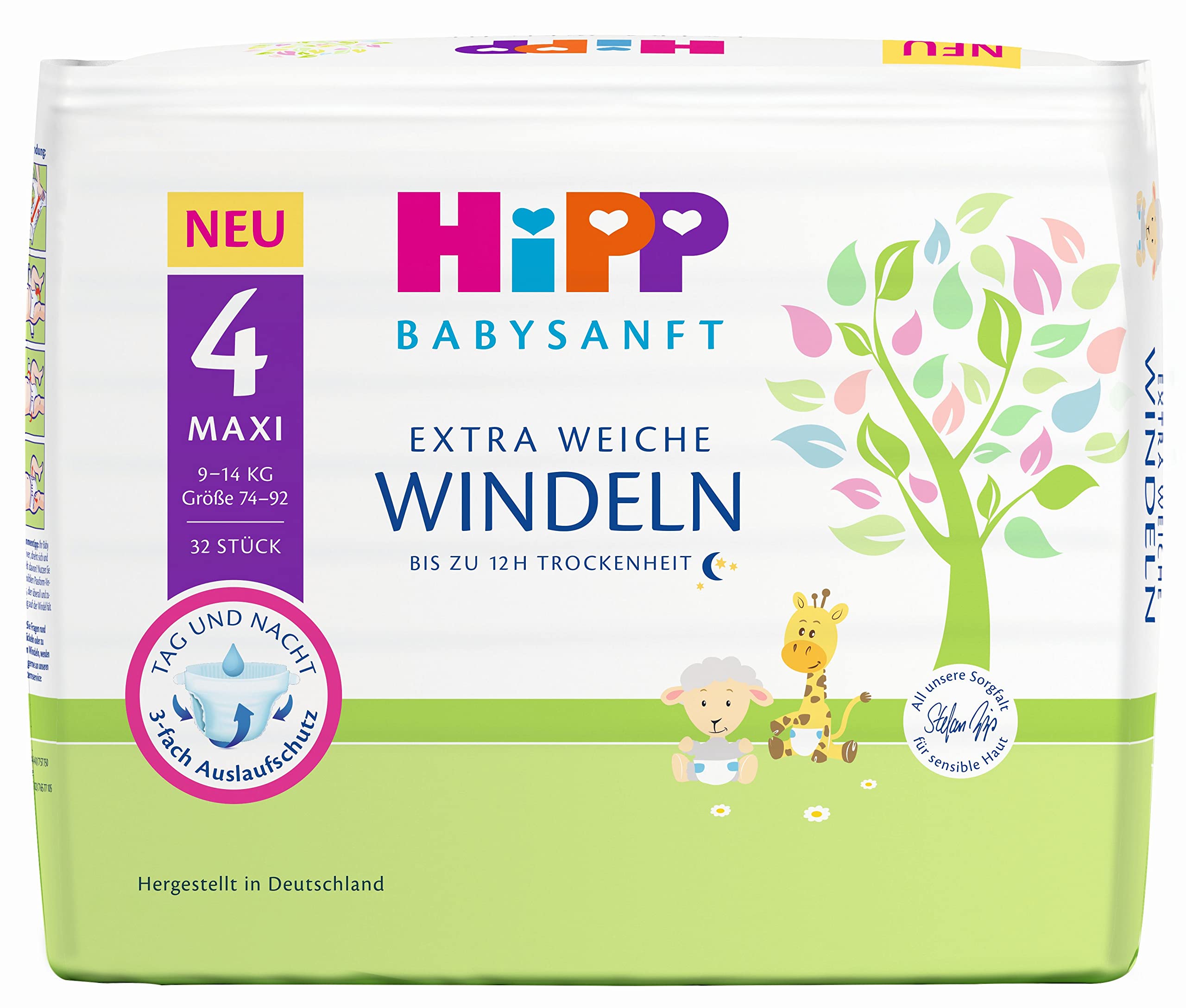 HiPP Babysanft Windeln Maxi 4 Carry, 3er Pack (3 x 1 x 32 Stück)