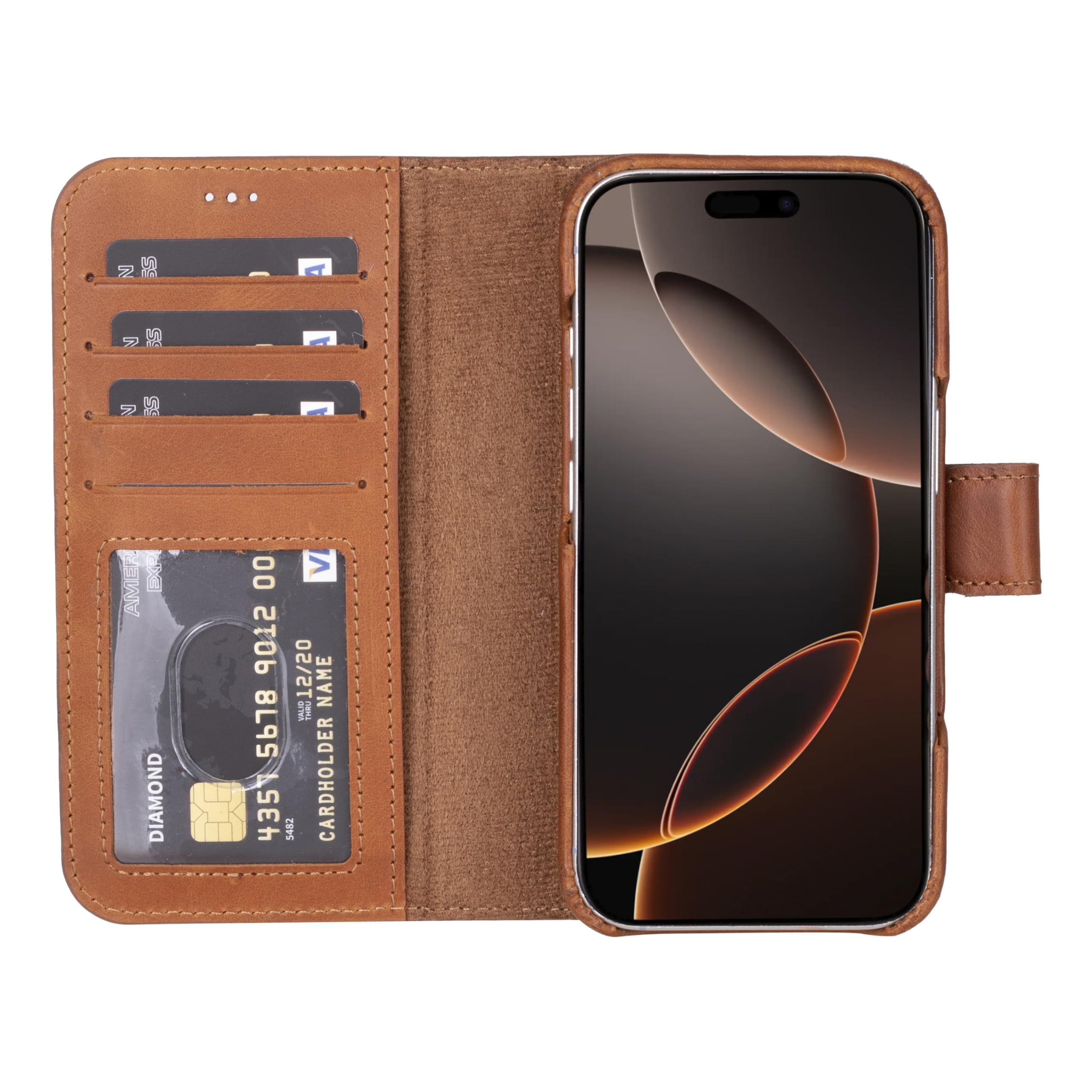 Venito Florence Etui portfelowe na iPhone'a 16 Pro, luksusowy, ręcznie wykonany portfel ze skóry premium 2 w 1, zdejmowany, niemagnetyczny pokrowiec z klapką, ochrona przed upadkiem/uderzeniami z