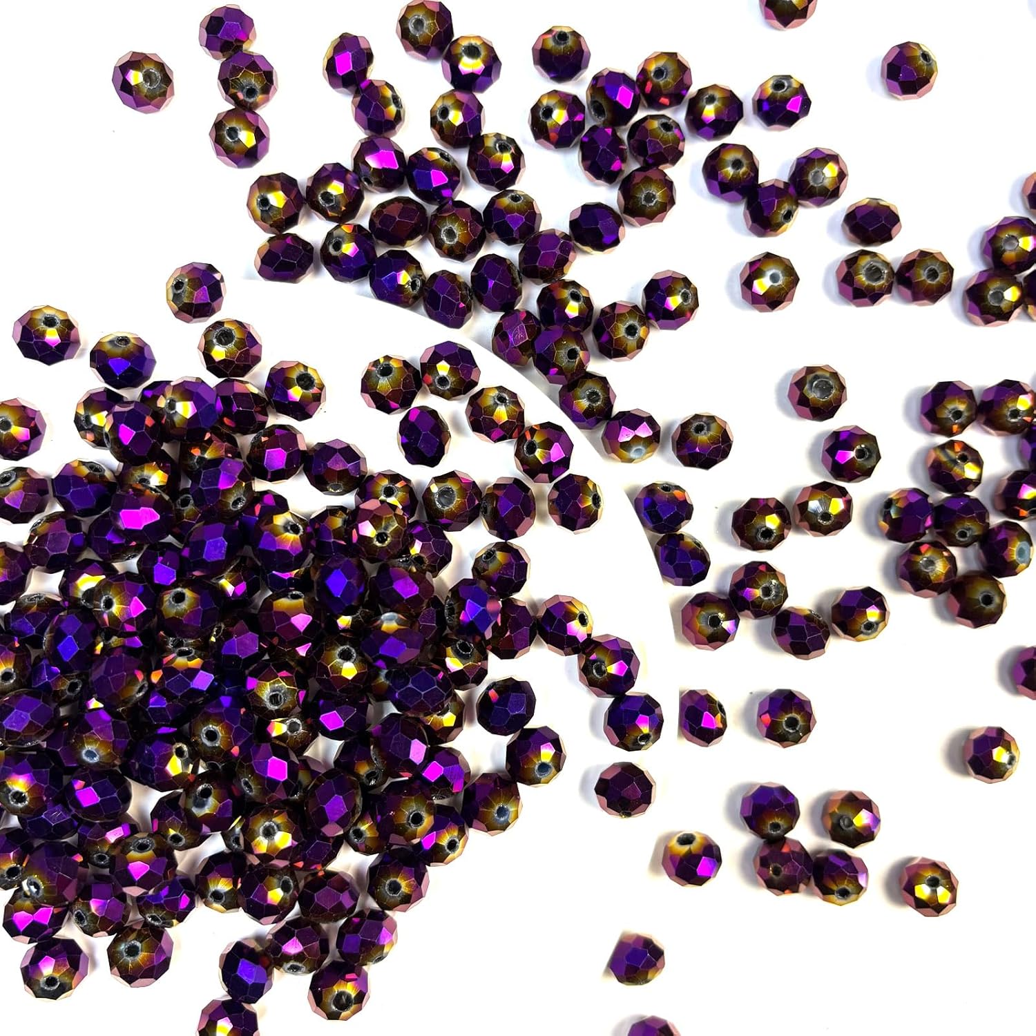 Glass Beads for Jewelry Making, 425Pcs 6mm Briolette Crystal Beads for Bracelet Craft Necklace Earring Making Wine Charms Wind Chimes, Purple Color - Image 4