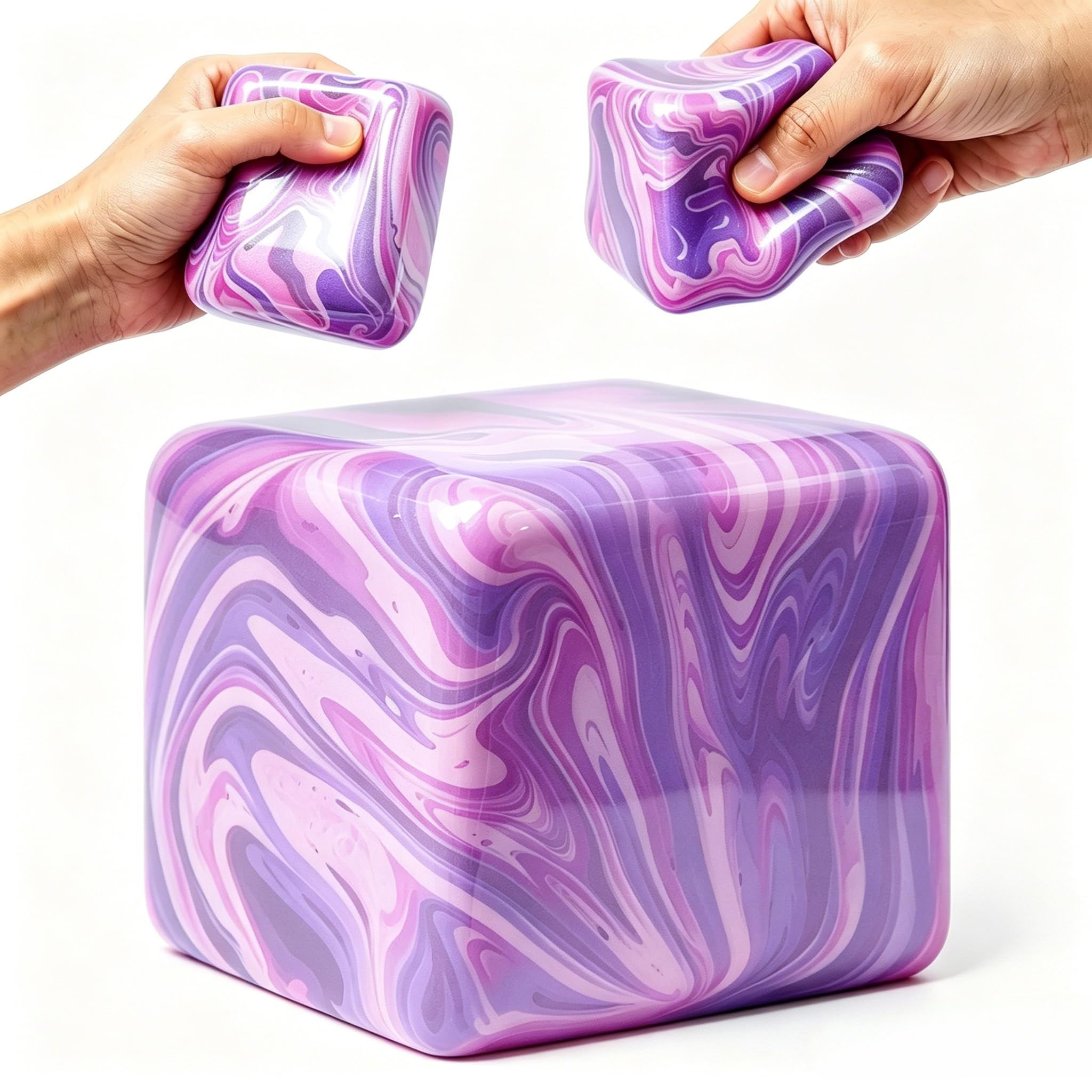 Squishy Stress Cube,Soft Squishy Cube Fidget Cube, Sensory Stress Relief Squeeze Toys for Adults Kids, Autism Anxiety Relief Focus, Classroom Prizes Party Favors (1, Pink) — image 1