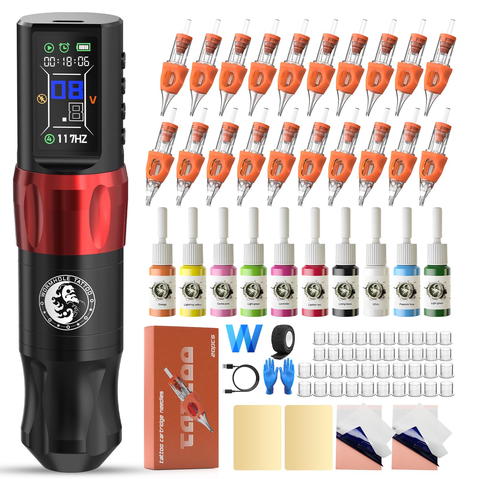 Amazon.com: Wormhole Tattoo Gun Kit Wireless Tattoo Machine Kit