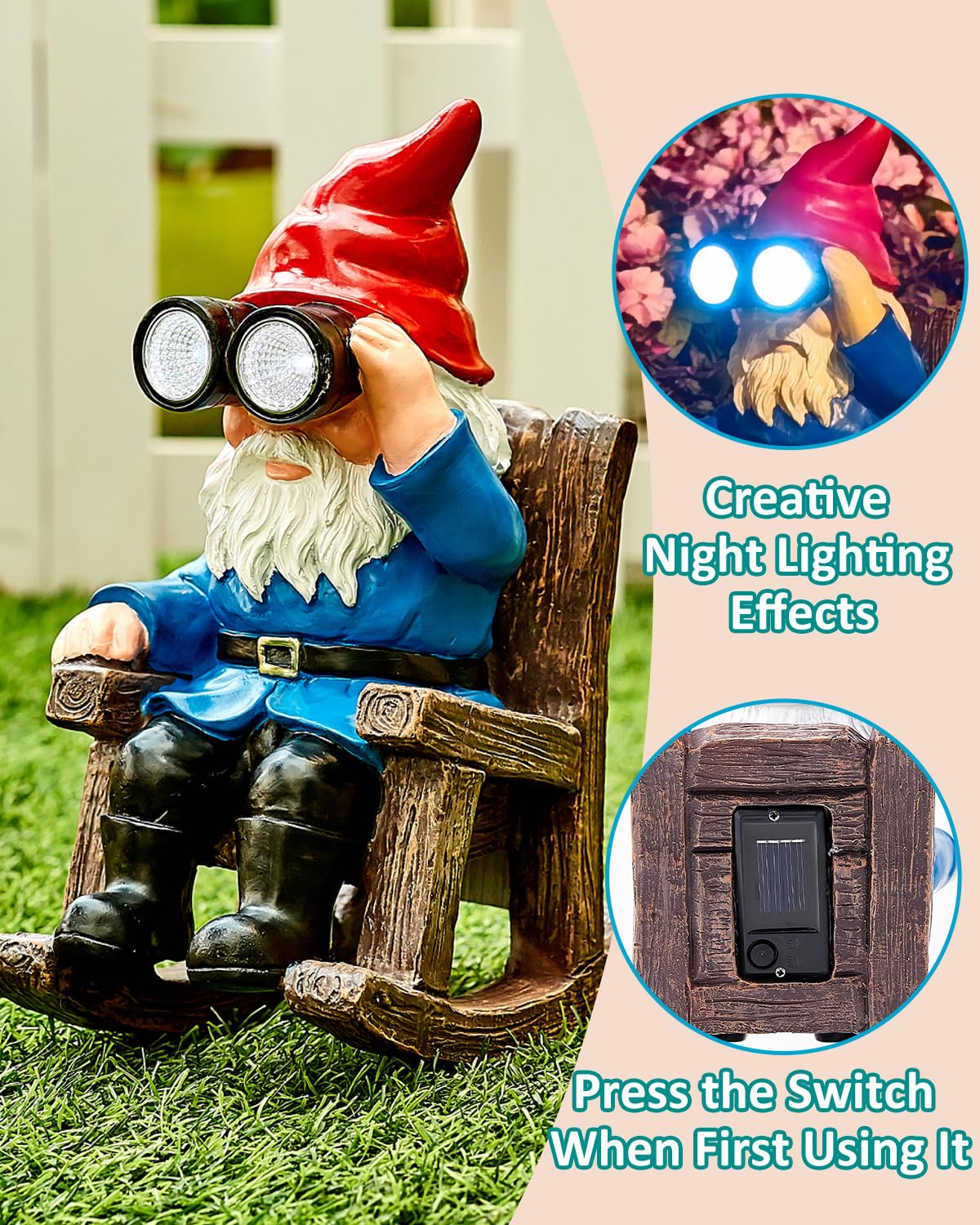 Amazon.com: GaloTrek Solar Garden Gnome Statues Resin Gnome