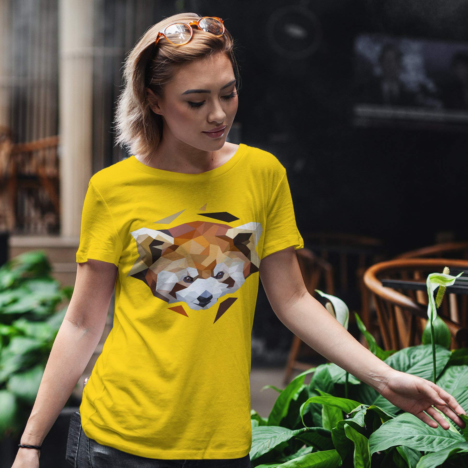 Playera con diseño de Panda roja - Divertida Camiseta para Amante de los Animales - Regalo de Caricatura Kawaii para Mujer - Camiseta con impresión de bebé Gris Gris L