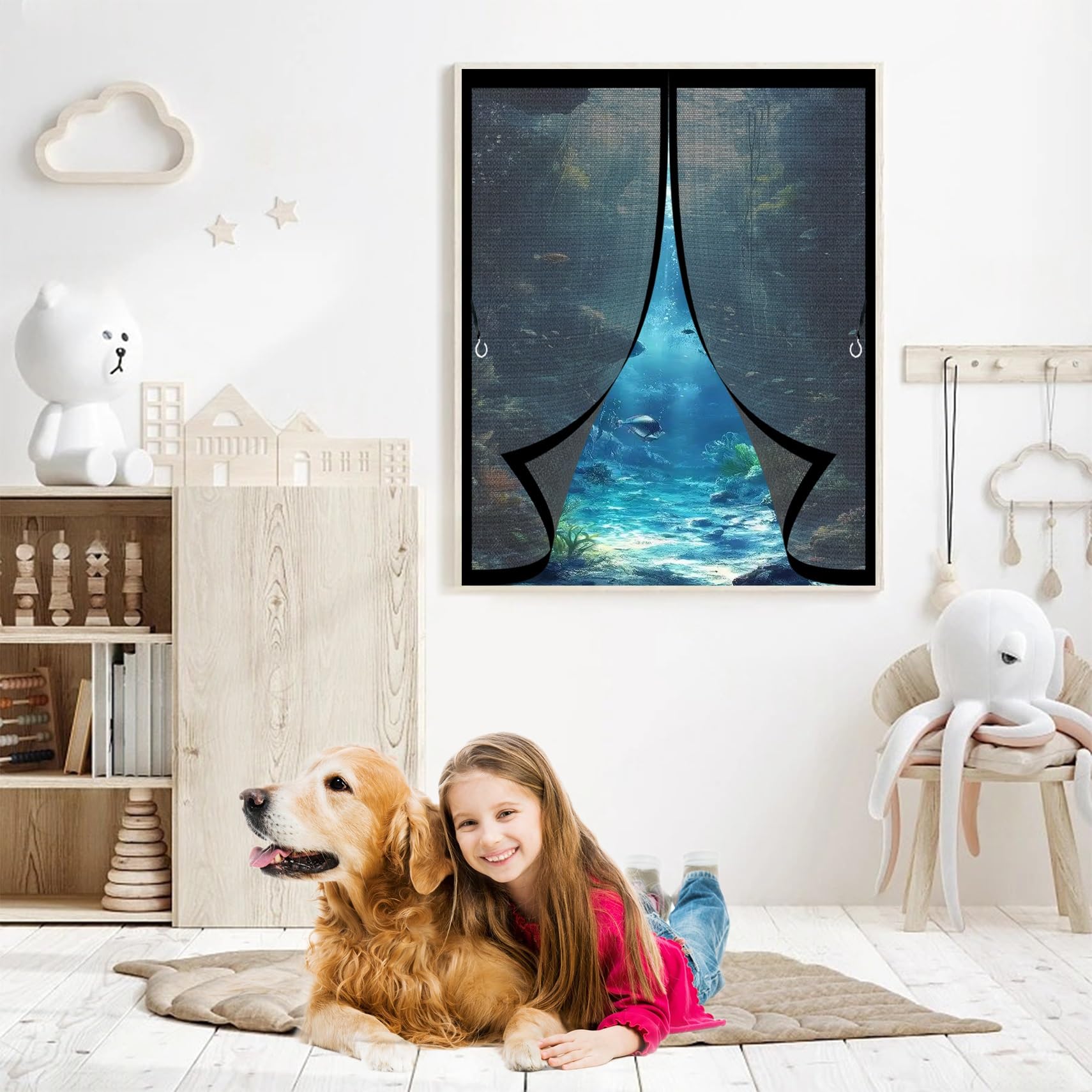 Fliegengitter Fenster Magnet 155 x 178 cm Automatisches Schließen, Klettband Oben, Nicht Kürzbar Magnet Fliegenvorhang für Alle Arten von Türen Und Fenstern, Schwarz