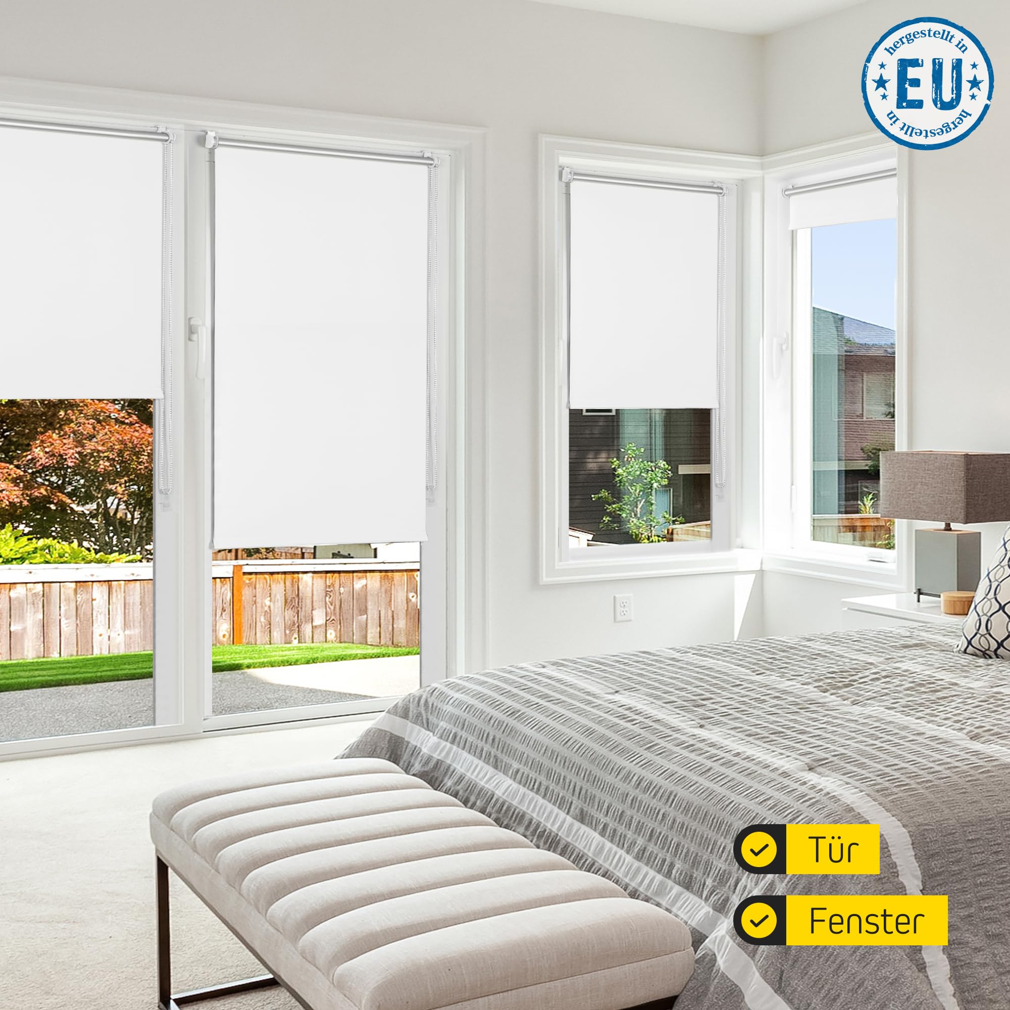 Jalousiescout Store Thermique sans perçage, Store á Fixation á la Pince avec revêtement Thermique, Store d'obscurcissement, Protection Solaire Protection visuelle, 60 x 220 cm, Blanc