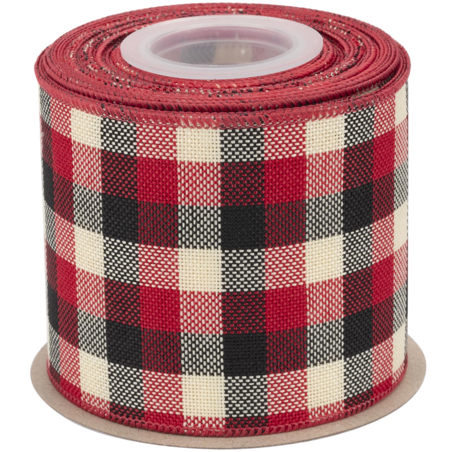 Joycrosso Wired-Edge Checkered Burlap Ribbon, 75mm x 9 Meter, Red/Black/White, Buffalo Plaid Ribbon for Gift Wrapping, Christmas Decorations, Wreaths, Big Bows, Rustic Farmhouse Holiday Decoration