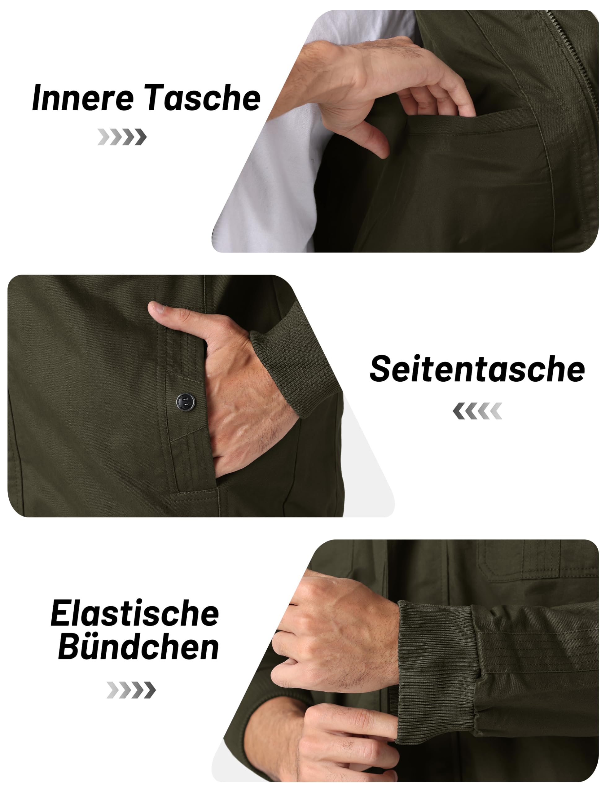 TACVASEN Herren Übergangsjacke Frühlingsjacke Stehkragen Cargo Jacke Militär Baumwolle Arbeitsjacke mit Vielen Taschen