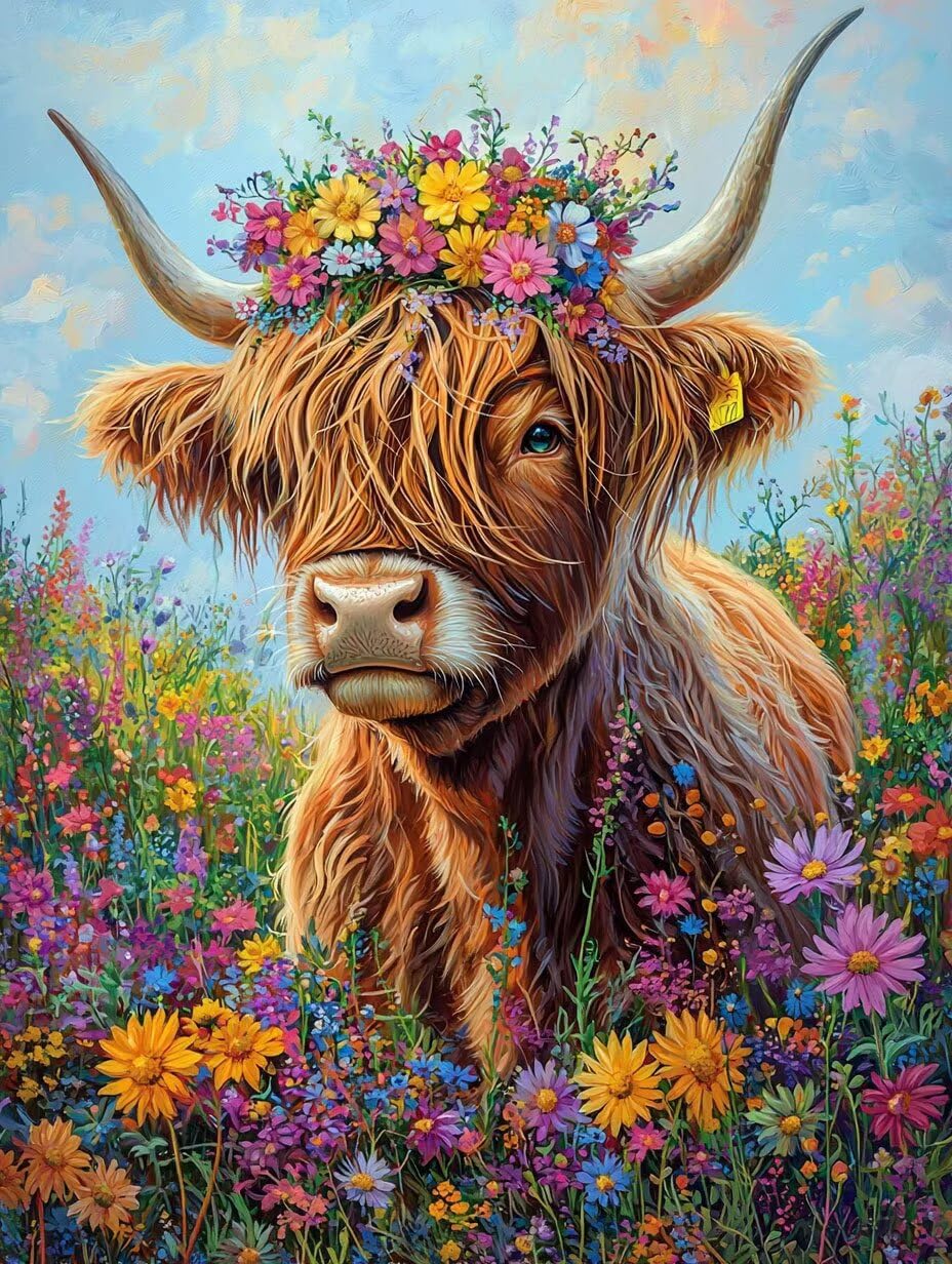 WEISHIWE Dipingere con i Numeri Adulti Mucca highland, 80x100cm s-273 | Paint by Numbers Kit con Pennelli e Acrilico Pigmento, Fai da te Olio La Pittura di Numeri Kit, Decora la Casa, senza Cornice